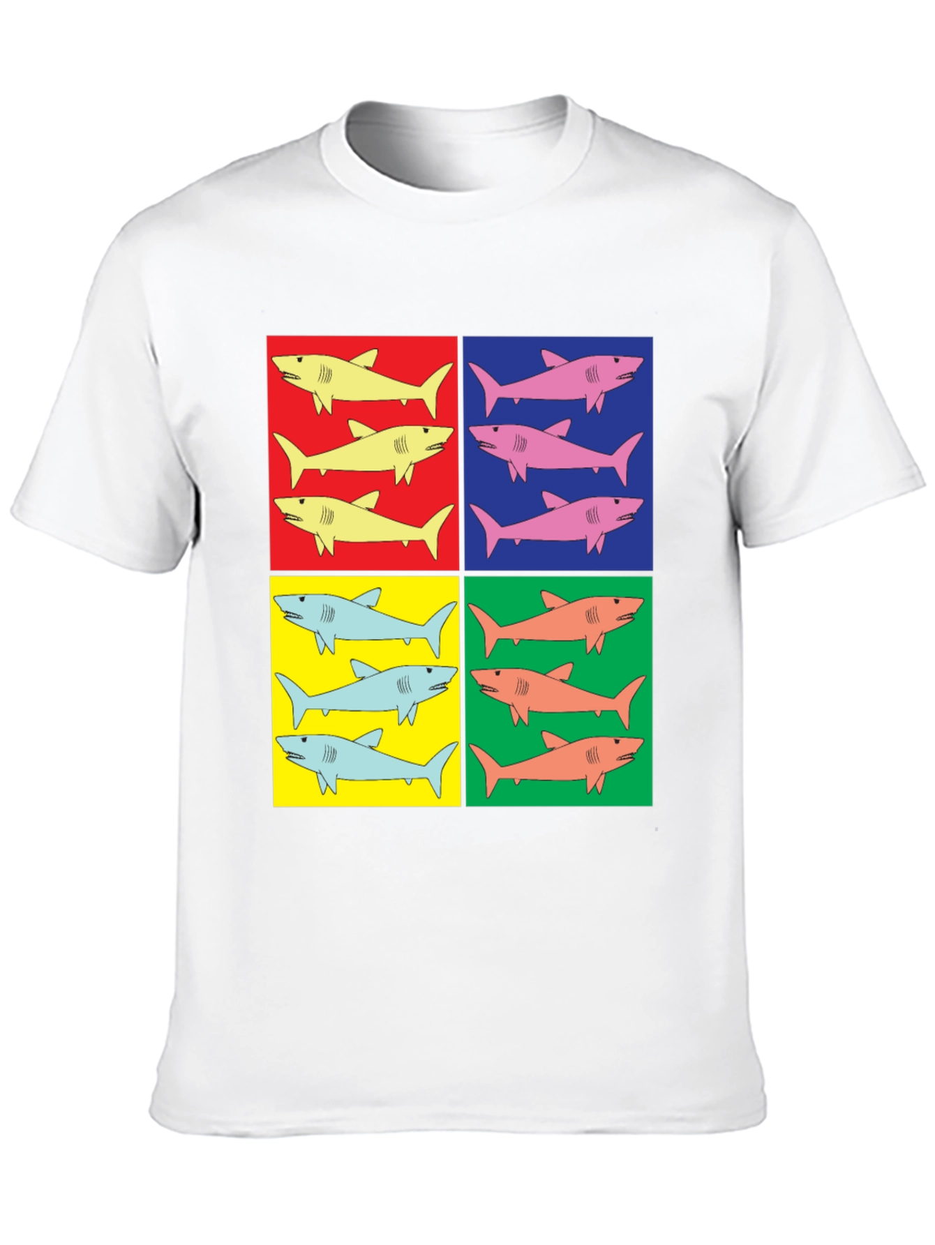Black Shark Pop Art T-Shirt - Colorful Graphic Tee view 10