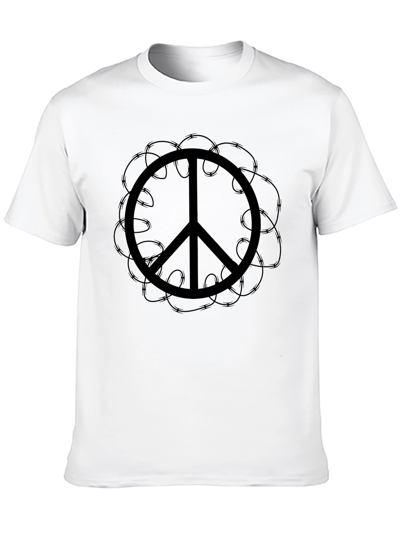 Black Peace Symbol Graphic Tee - Black Casual Shirt view 10