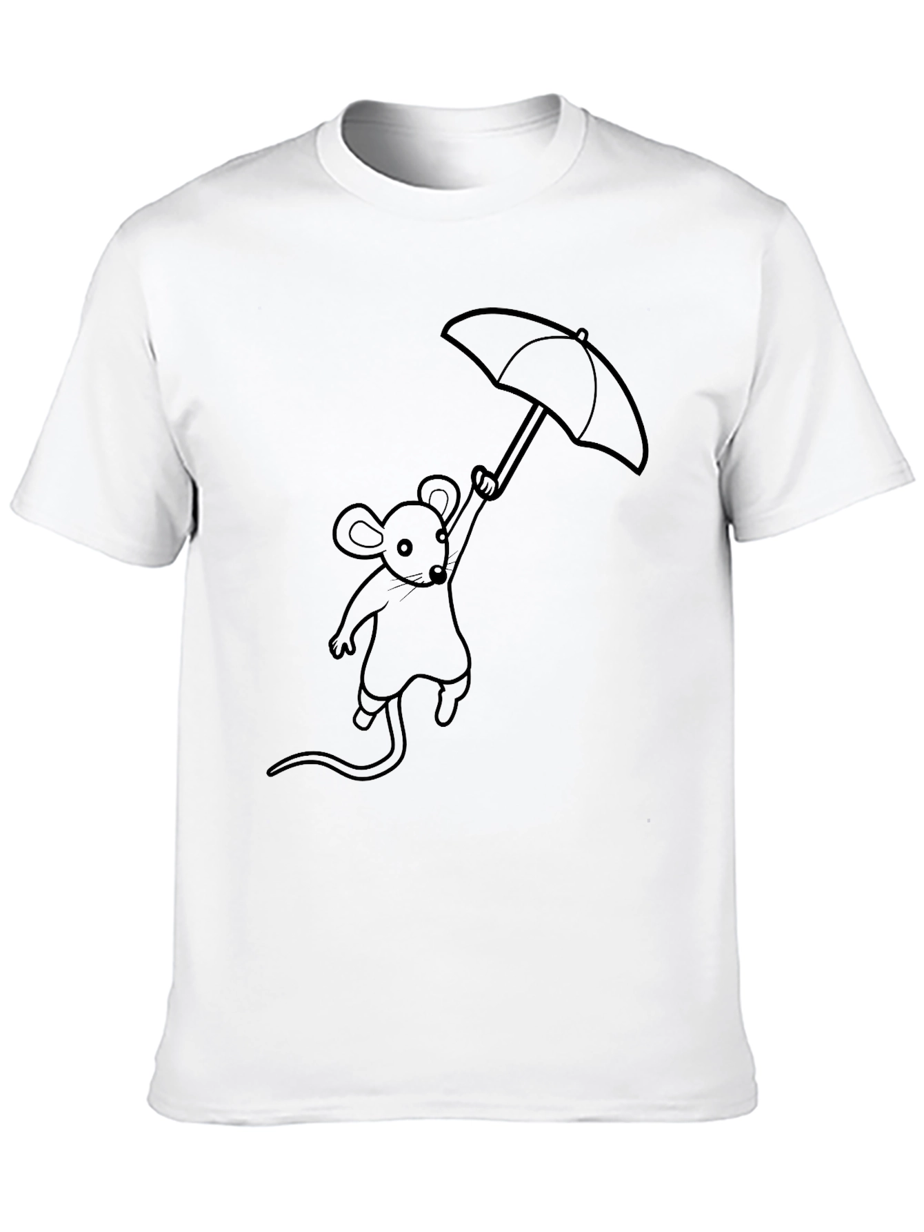 Black Mouse Umbrella Graphic Tee - Stylish Black T-Shirt view 10