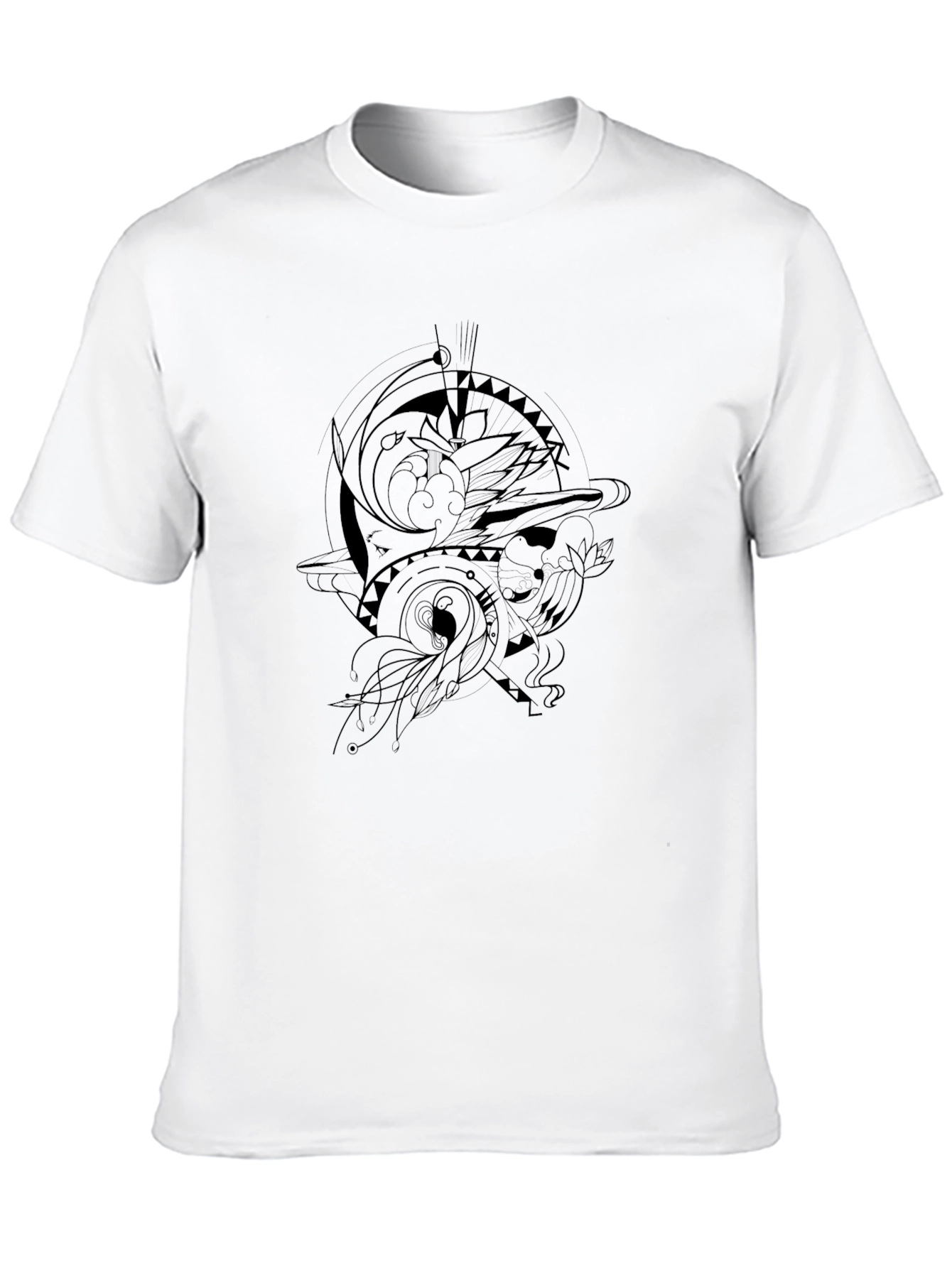 Black Men's Black Graphic Tee - Abstract Design view 10