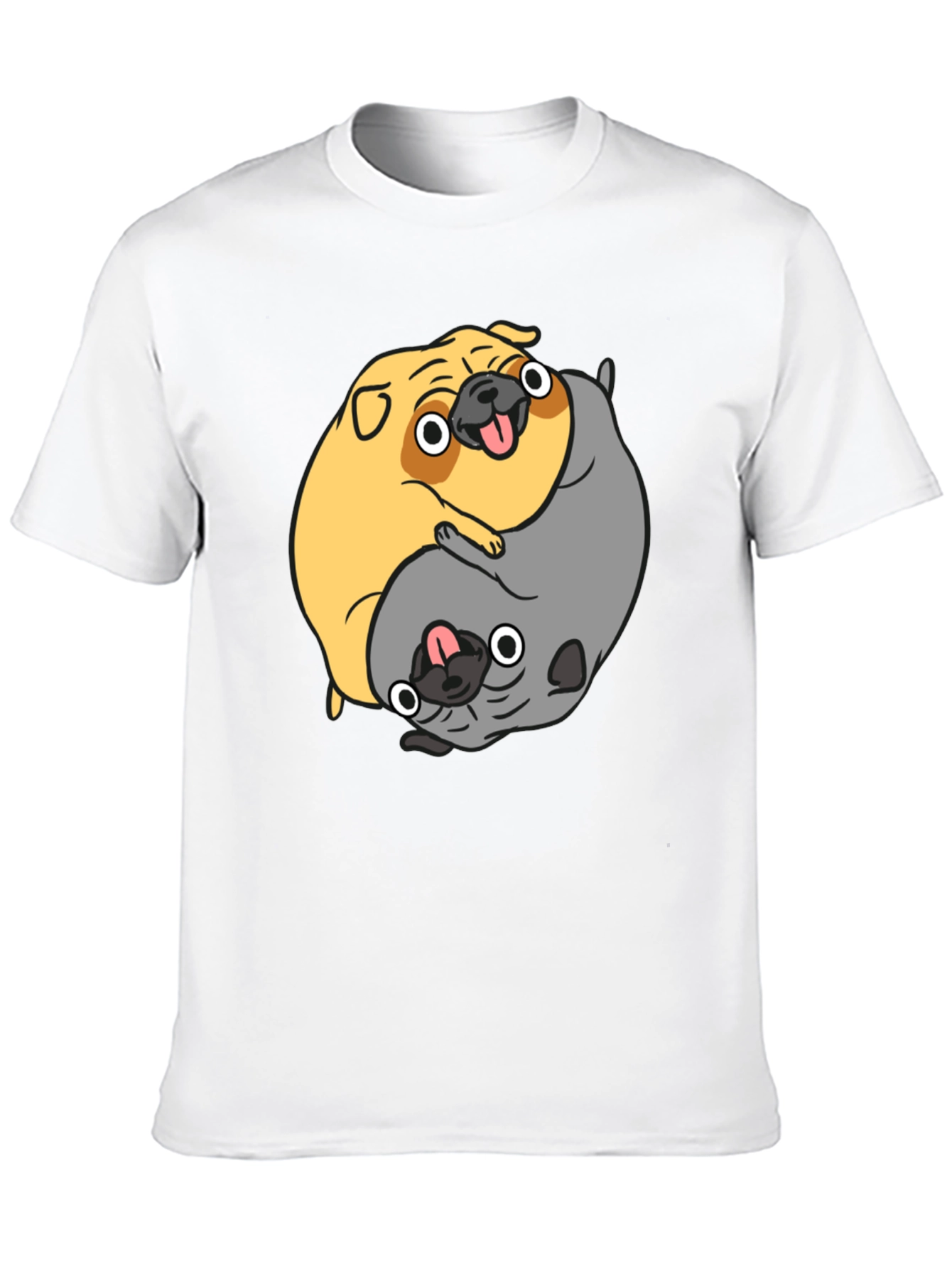 Black Yin Yang Pugs Graphic T-Shirt view 10