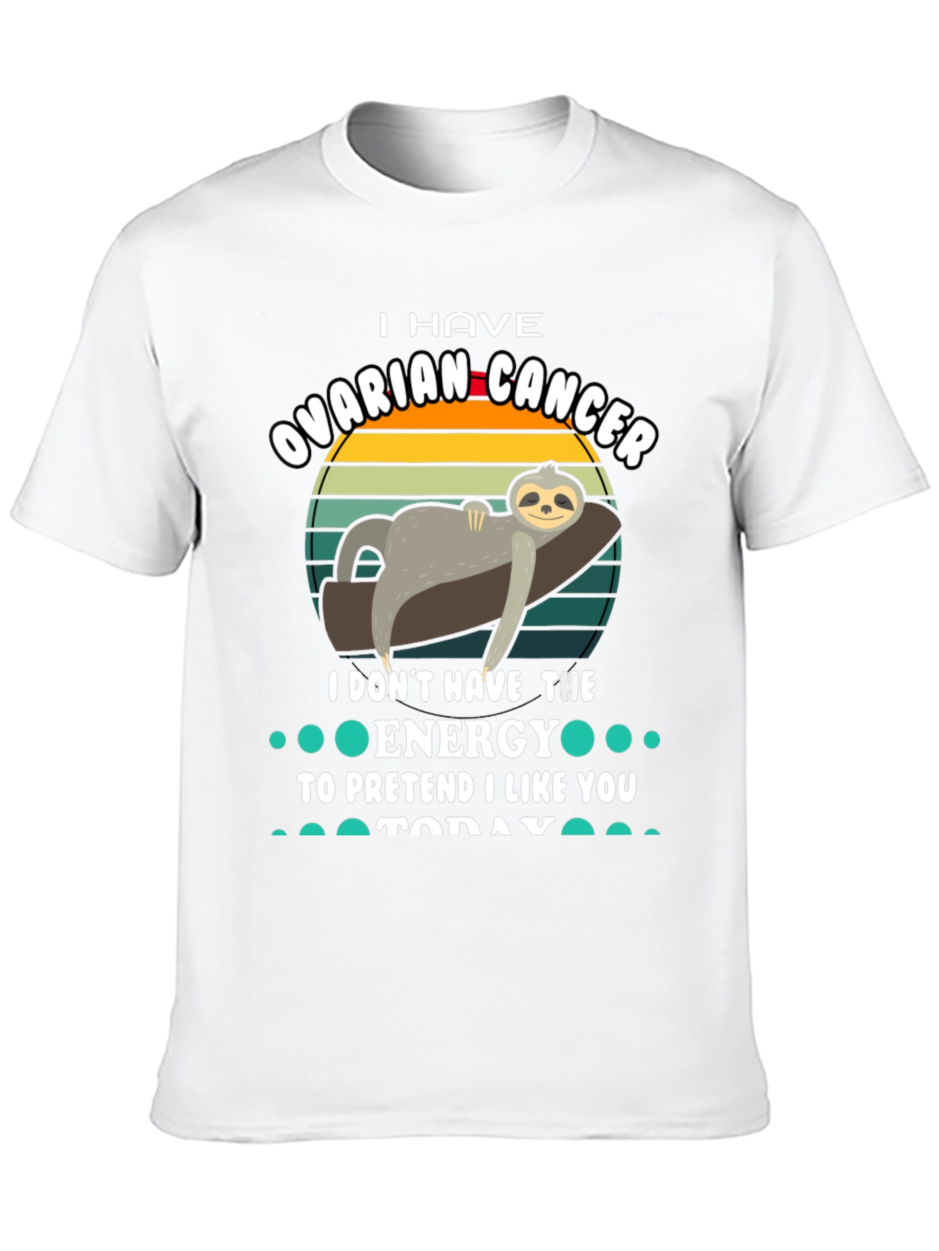 Black Ovarian Cancer Sloth T-Shirt - I Don't Have The Energy Tee view 10