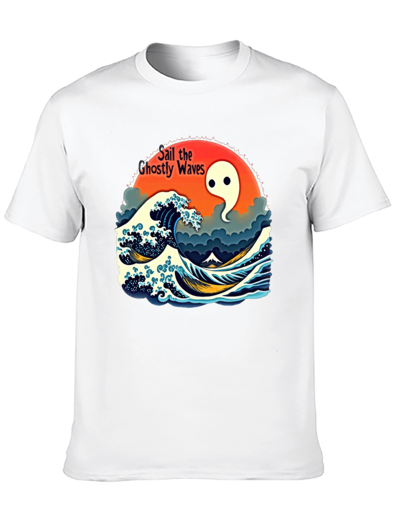 Black Ghostly Waves Graphic T-Shirt - Unisex view 10