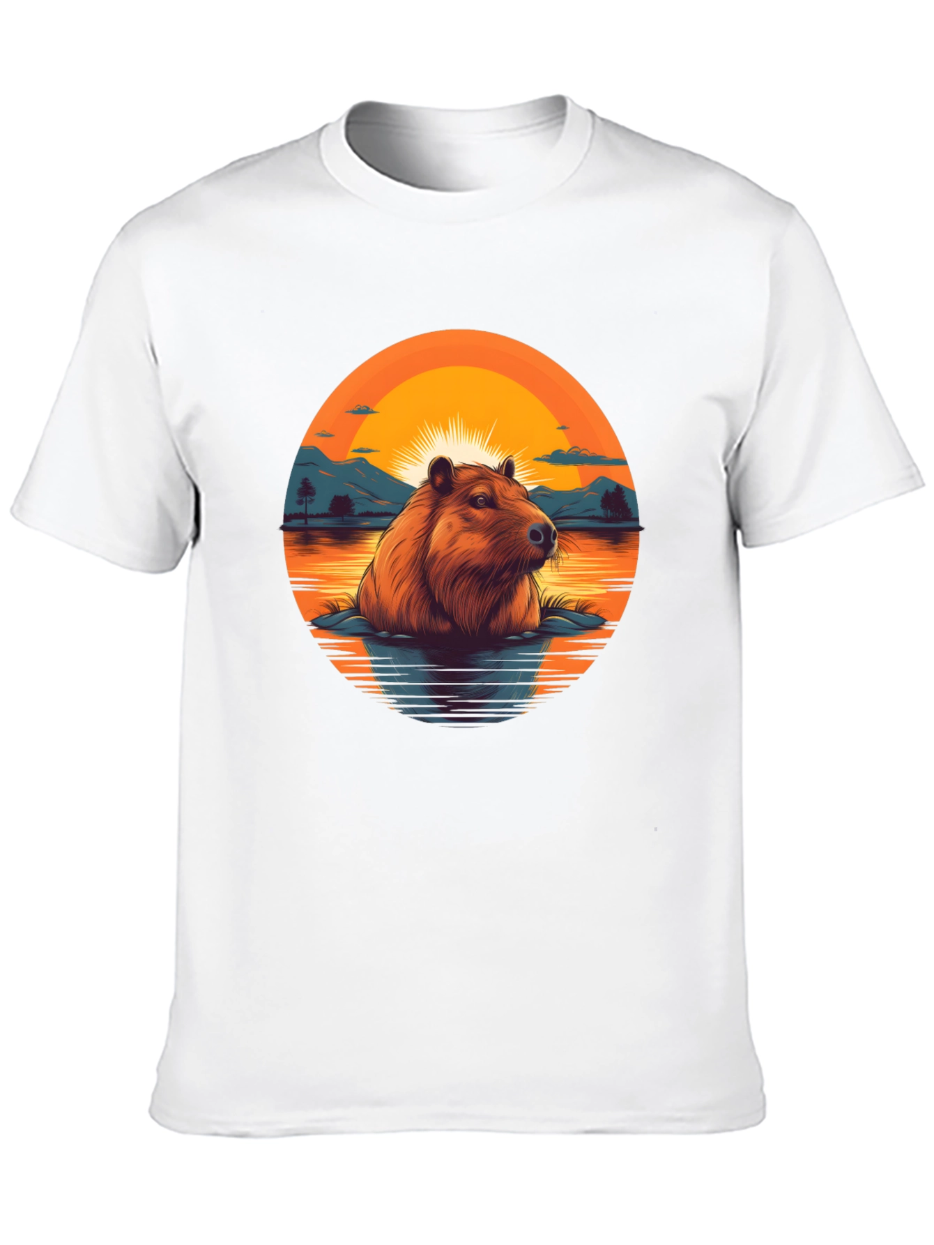 Black Capybara Sunset Graphic Tee - Unique Design view 10