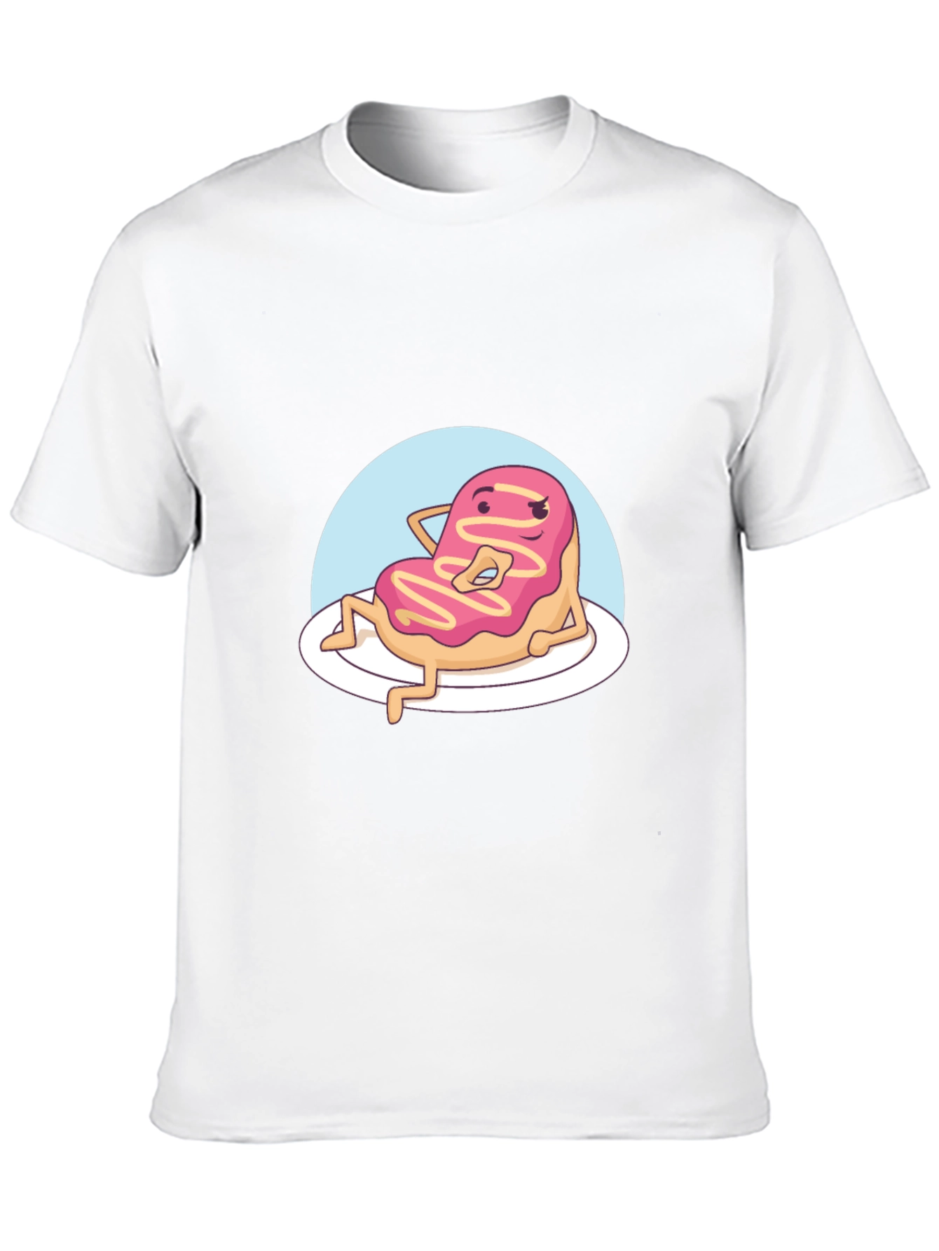 Black Funny Donut Cartoon T-Shirt - Black view 10