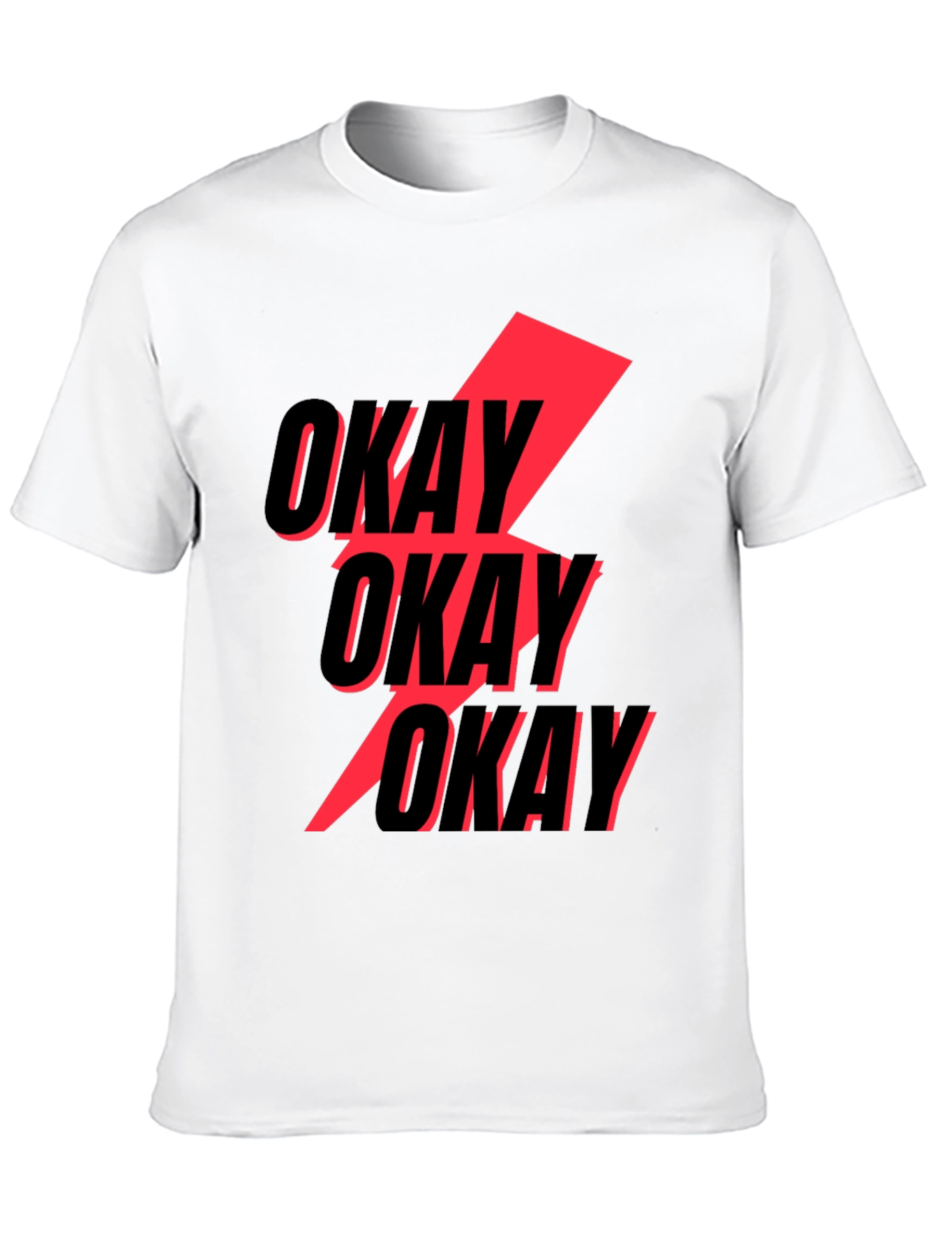 Black Okay Graphic T-Shirt - Bold Red Lightning Bolt Design view 10