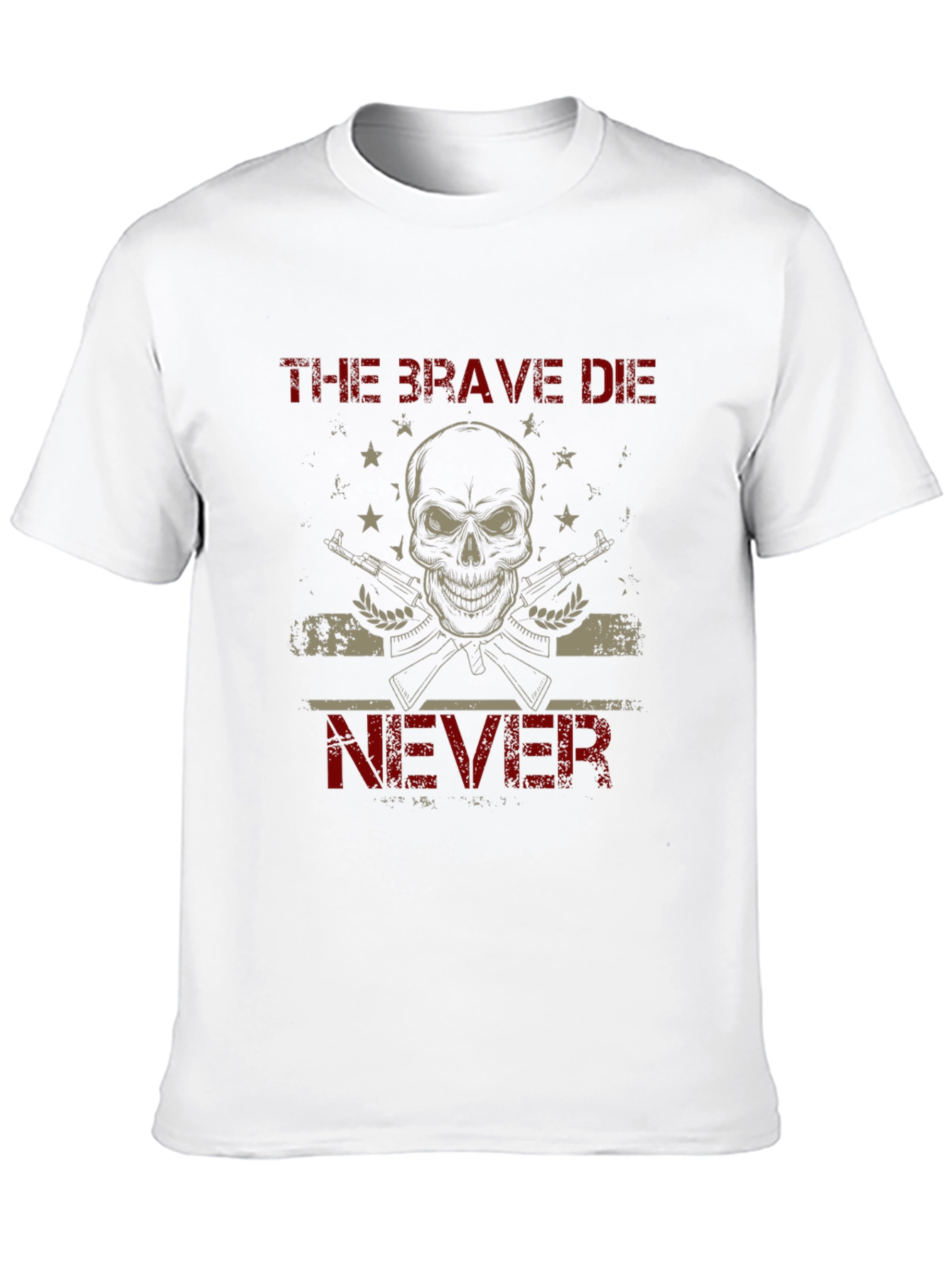 Black The Brave Die Never Skull Graphic T-Shirt view 10