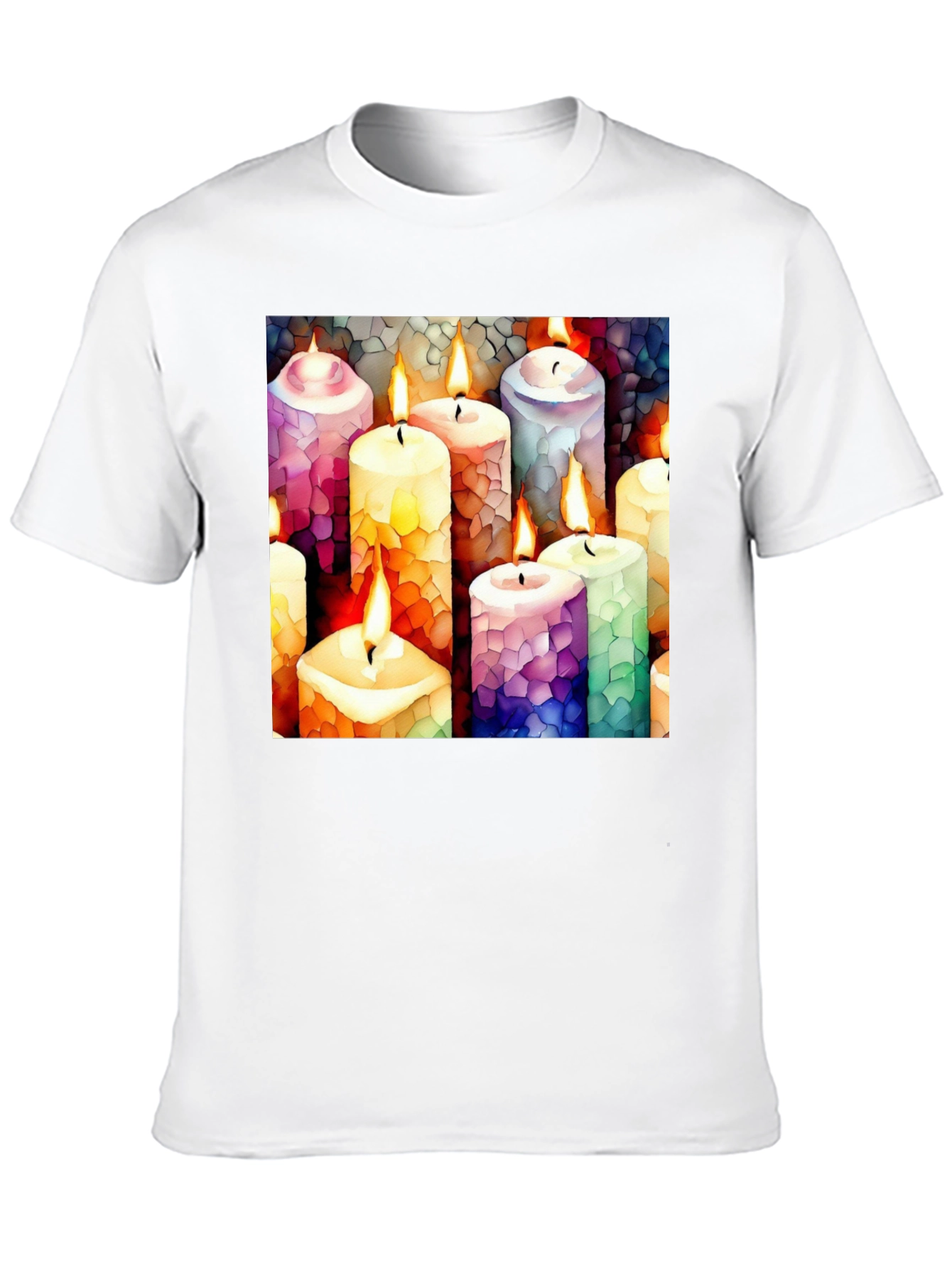 Black Artistic Candle Print Black T-Shirt view 10