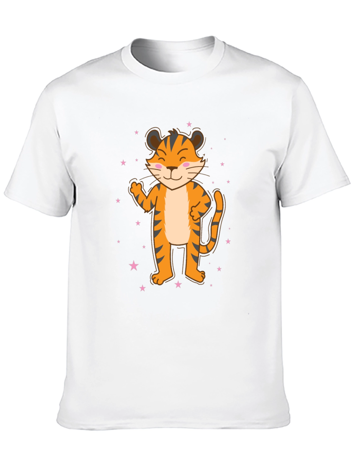 Black Cute Cartoon Tiger Black T-Shirt view 10