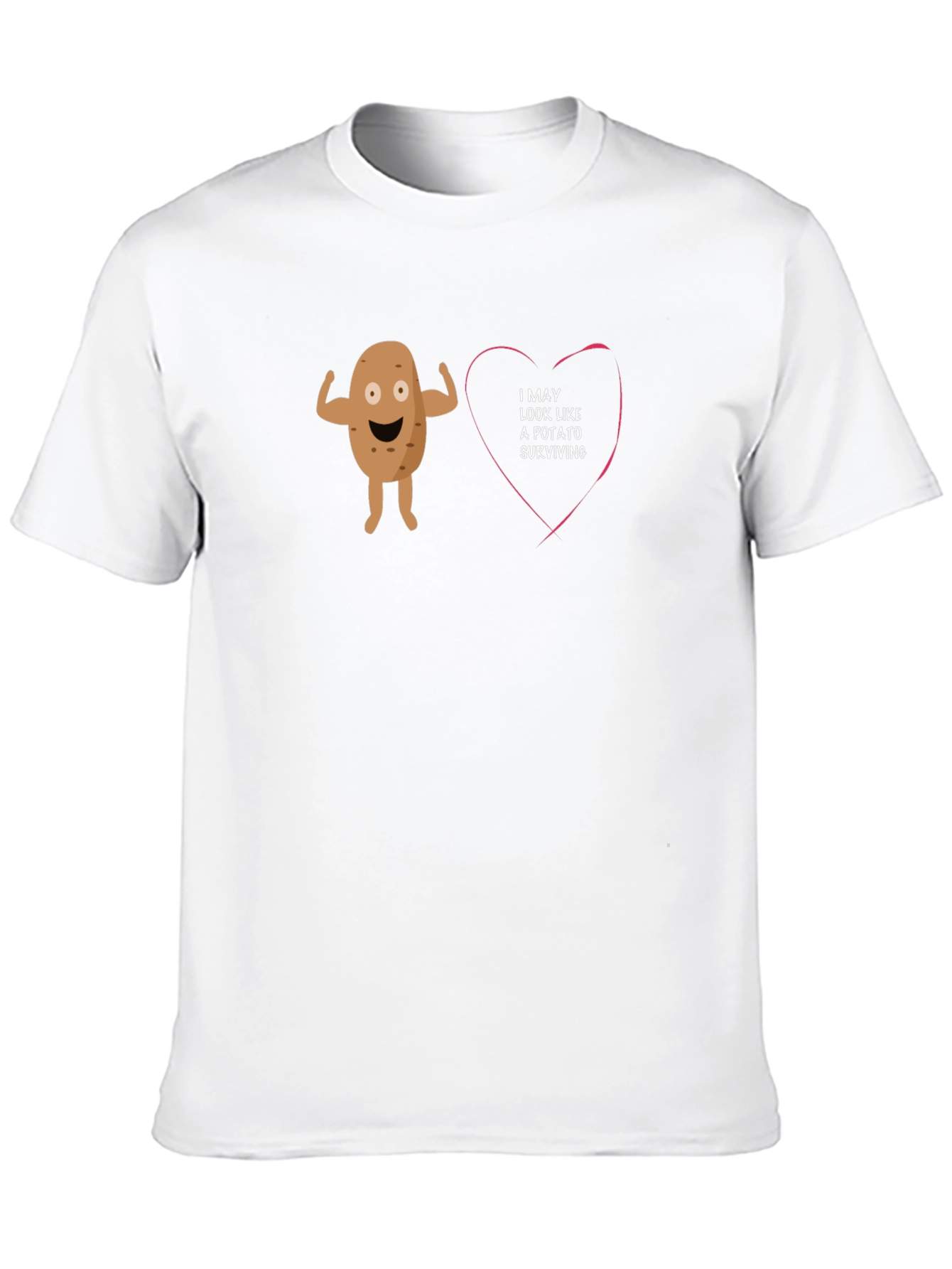 Black Funny Potato Surviving Heart T-Shirt - Novelty Graphic Tee view 10