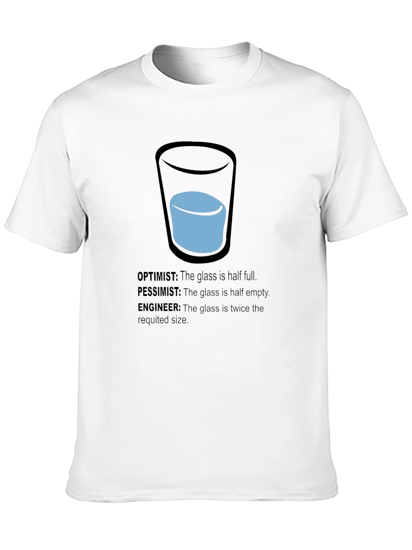 Black Engineer Optimist Pessimist Funny T-Shirt view 10