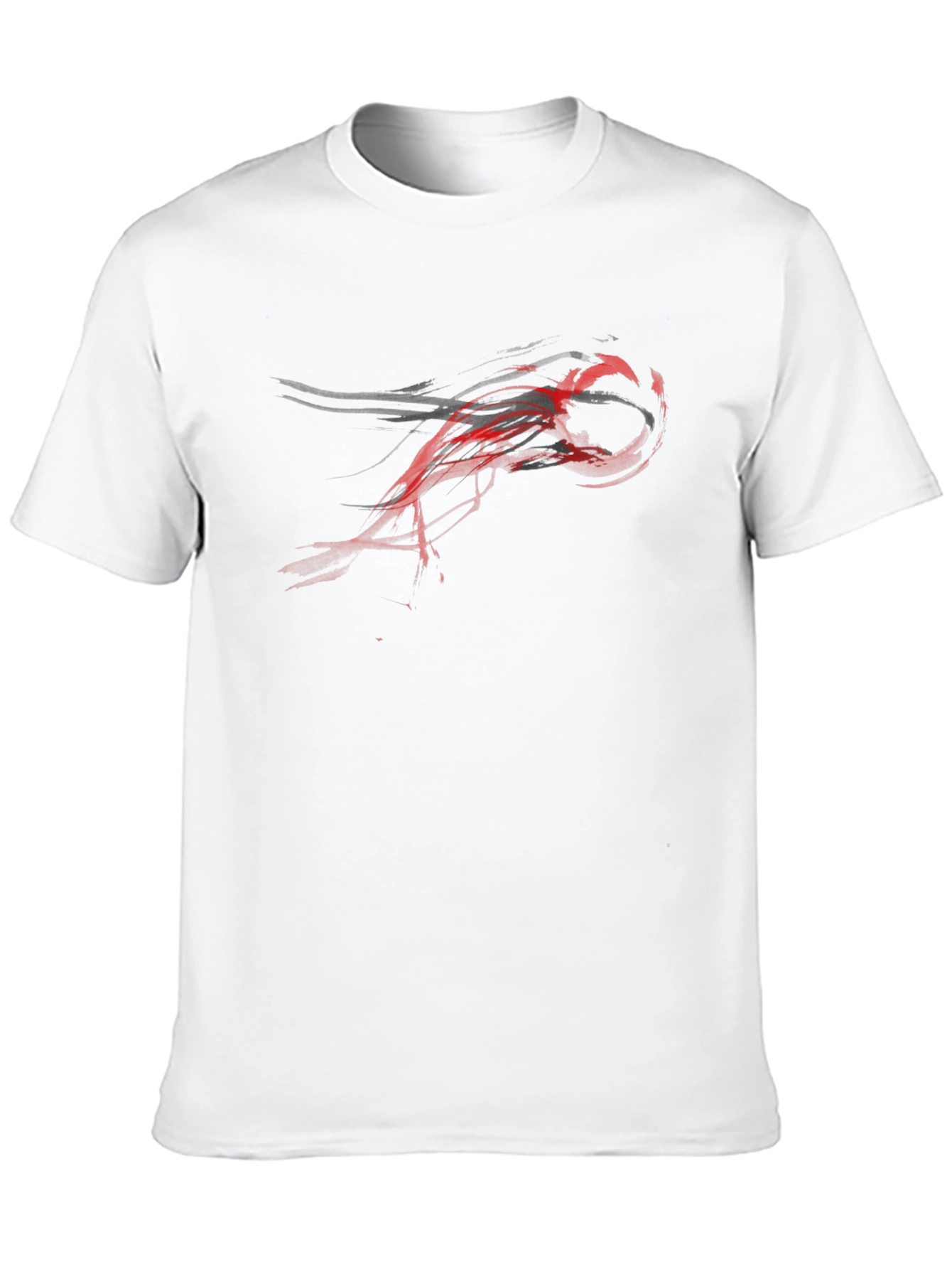 Black Men's Black T-Shirt with Abstract Red Graphic Design view 10