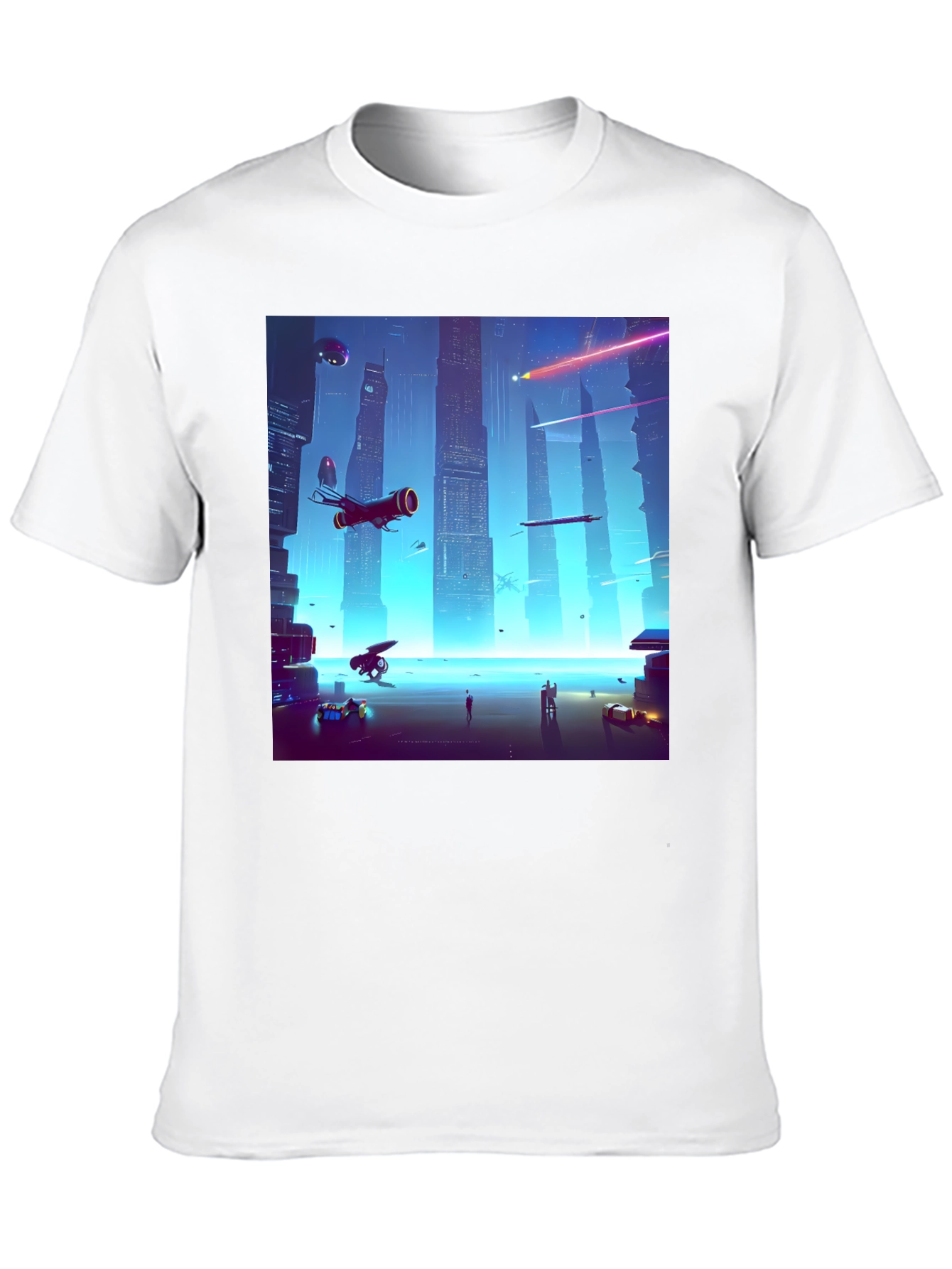 Black Sci-Fi Cityscape Black T-Shirt view 10