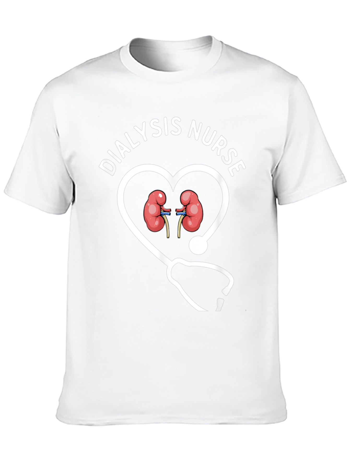 Black Dialysis Nurse Heart Stethoscope Graphic T-Shirt view 10