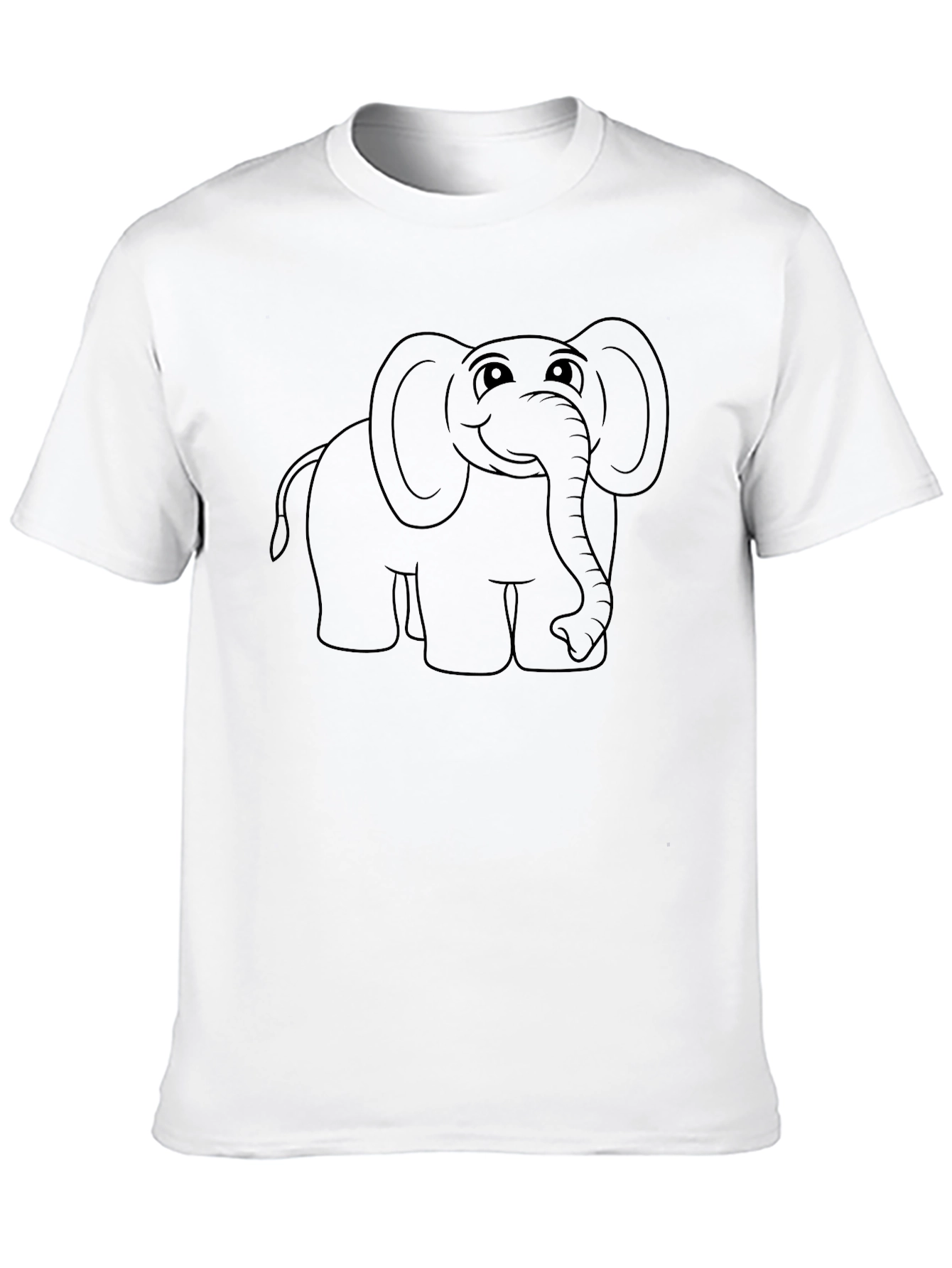 Black Cute Elephant Outline Black T-Shirt view 10