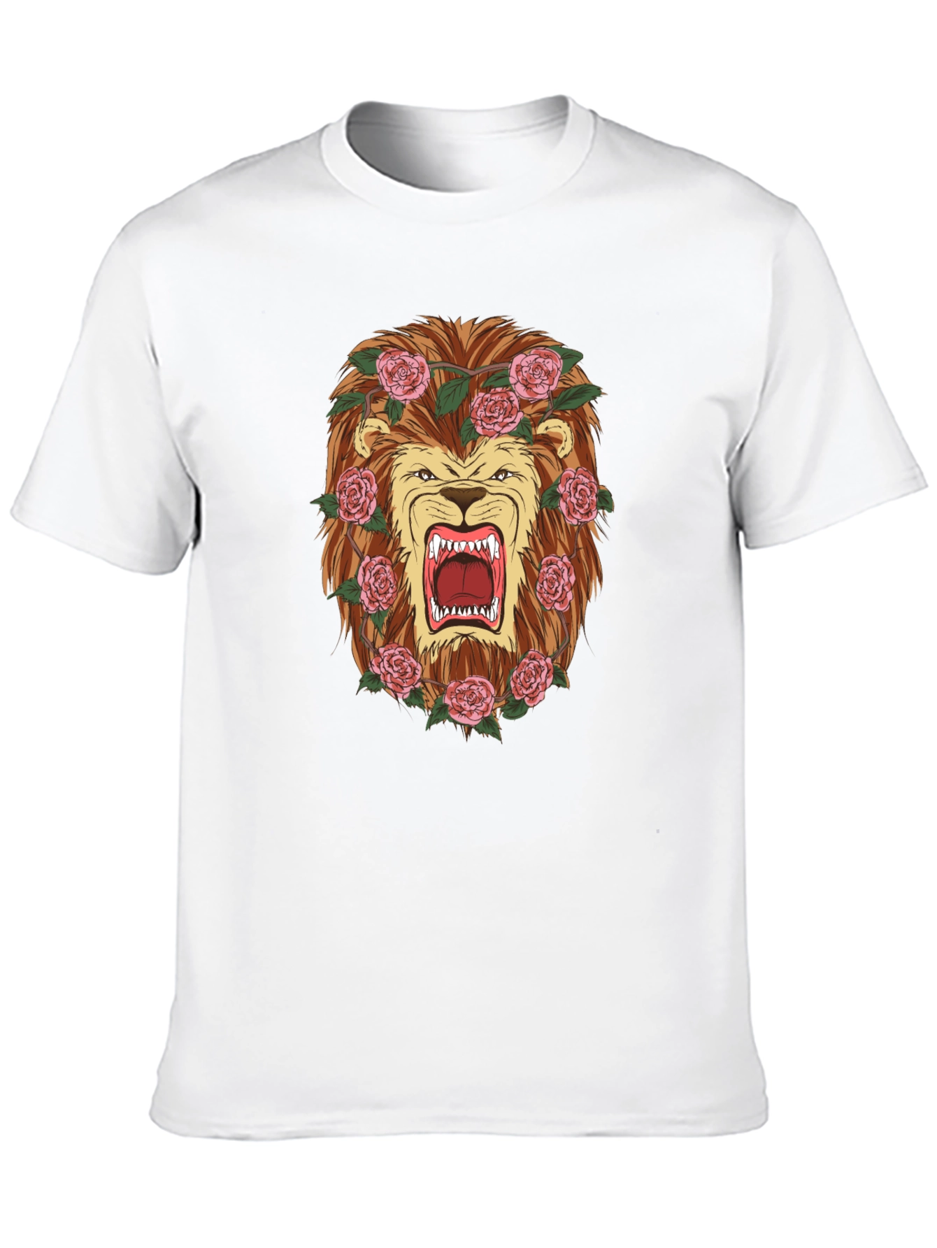 Black Lion & Roses Graphic T-Shirt - Men's Black Tee view 10