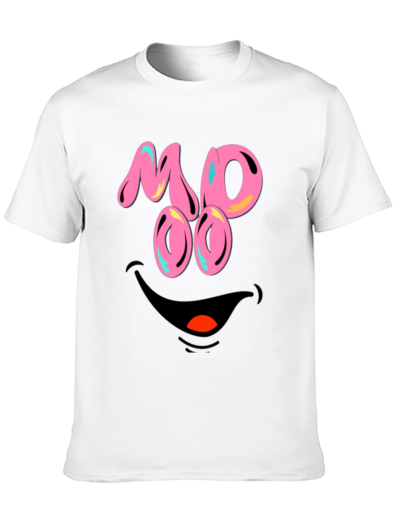 Black Funny MOOO Face Graphic T-Shirt view 10