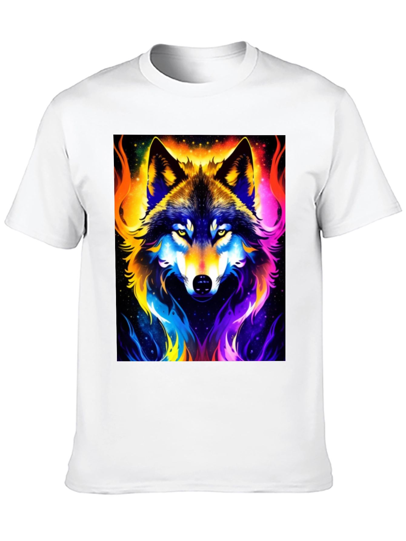 Black Vibrant Wolf Graphic Black T-Shirt view 10