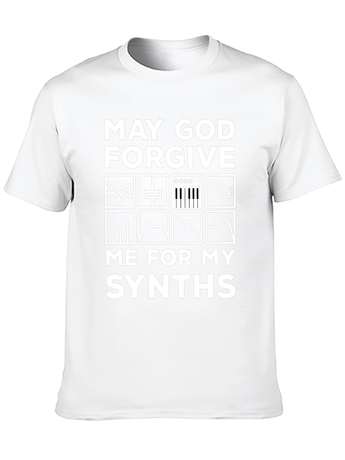 Black May God Forgive Me for My Synths T-Shirt view 10