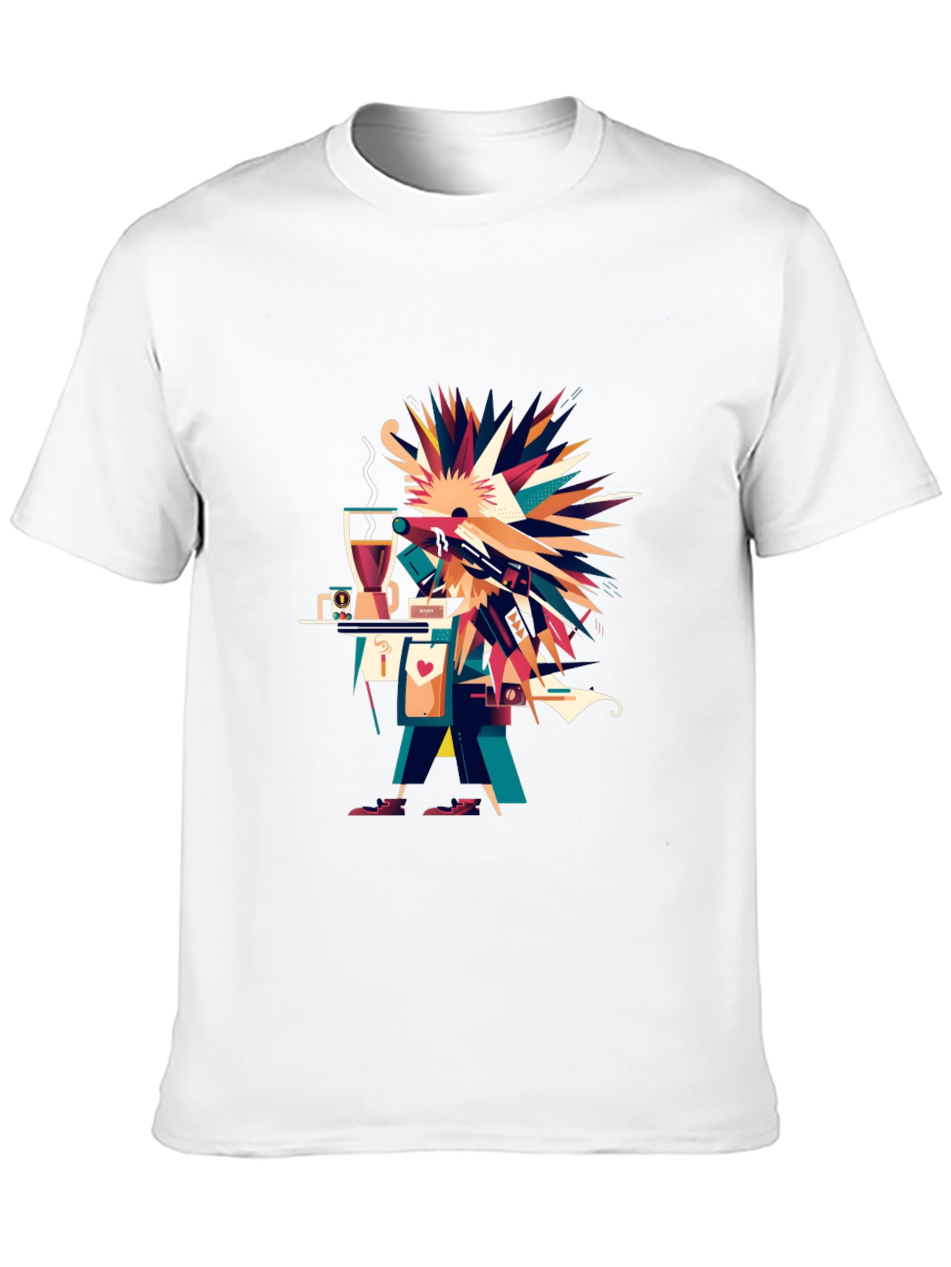 Black Abstract Graphic Print Black Casual Tee view 10