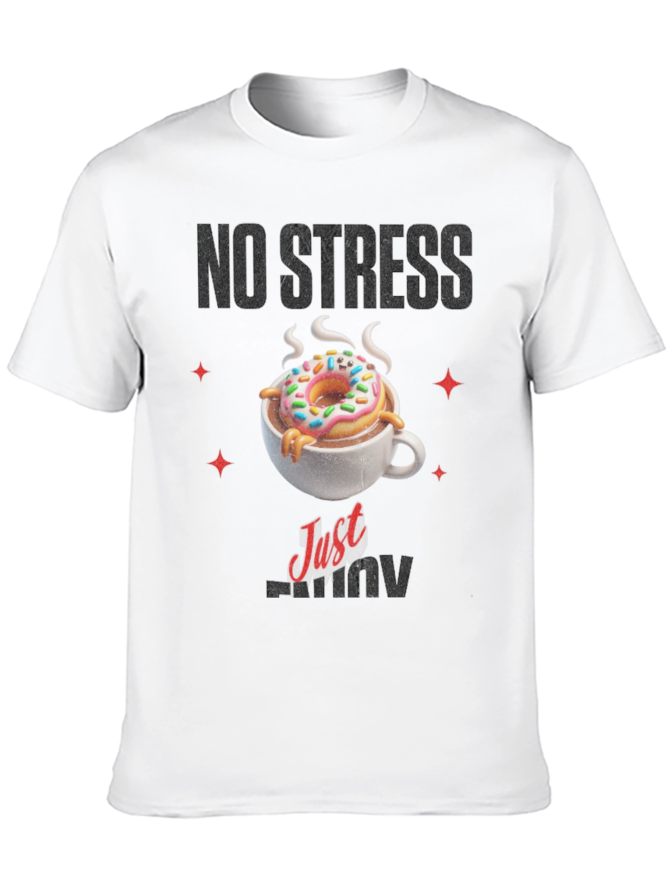 Black No Stress Just Donut T-Shirt view 10
