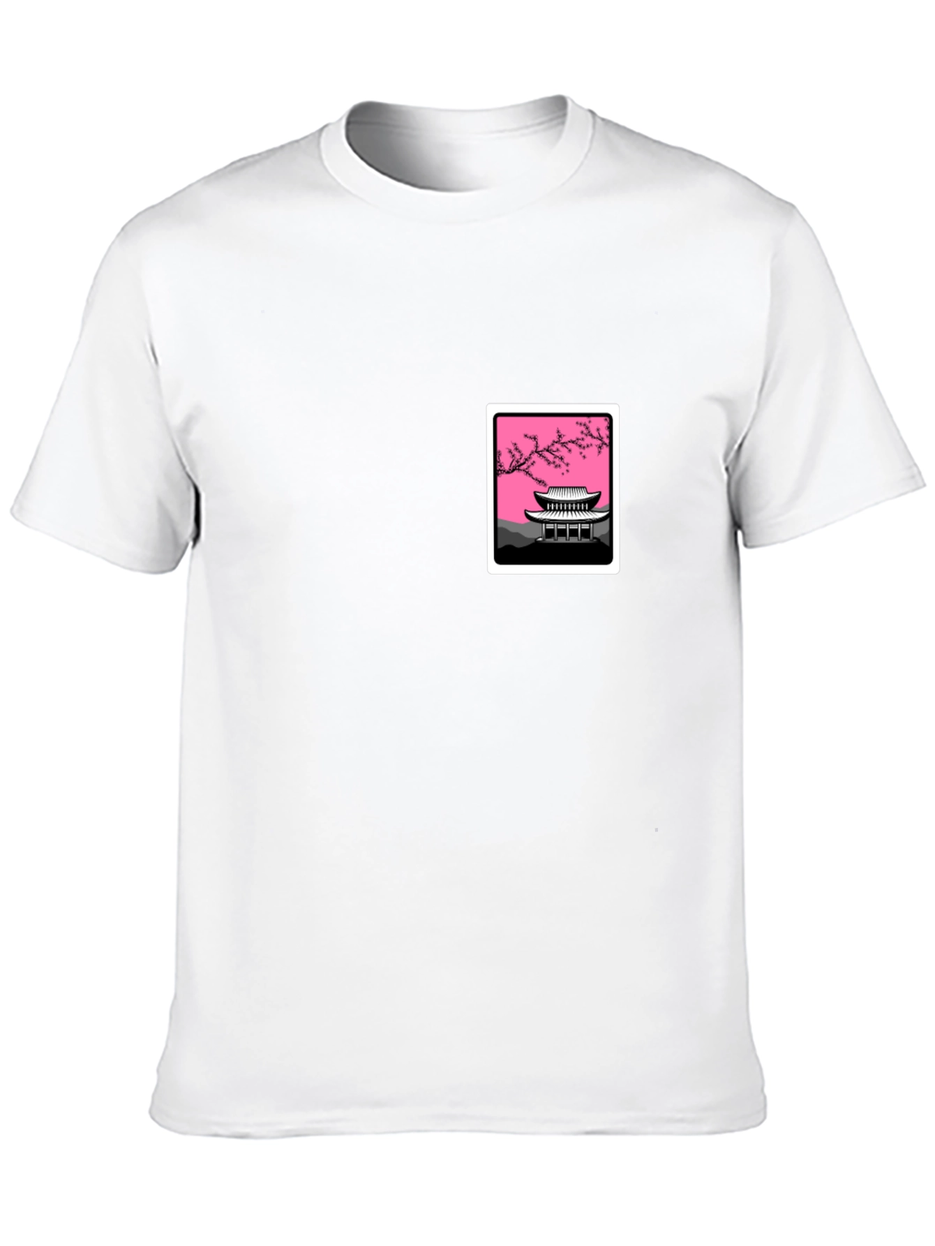 Black Graphic Tee - Asian Temple Blossom Design view 10