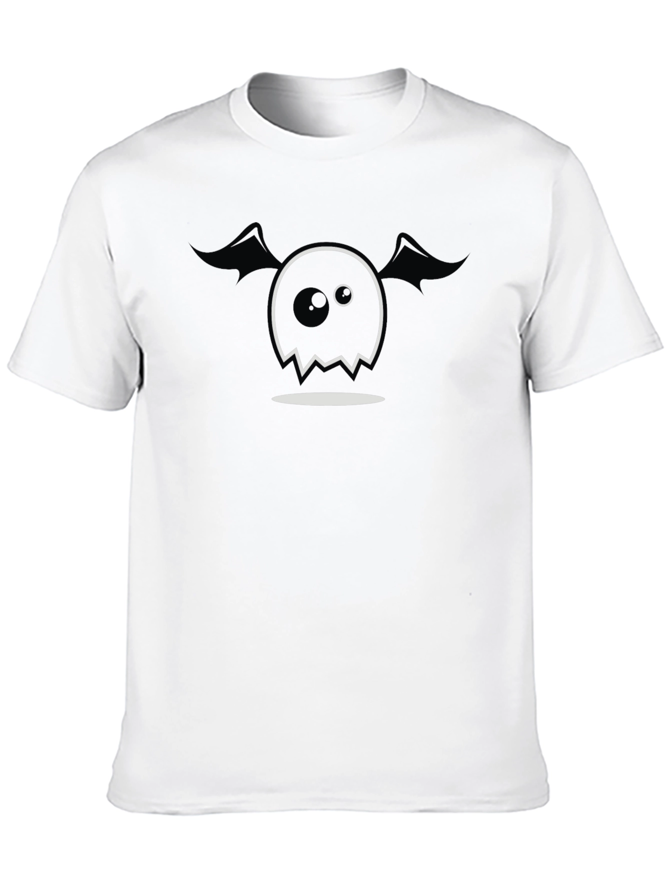 Black Spooky Cute Ghost Graphic Tee - Black Cotton Blend view 10