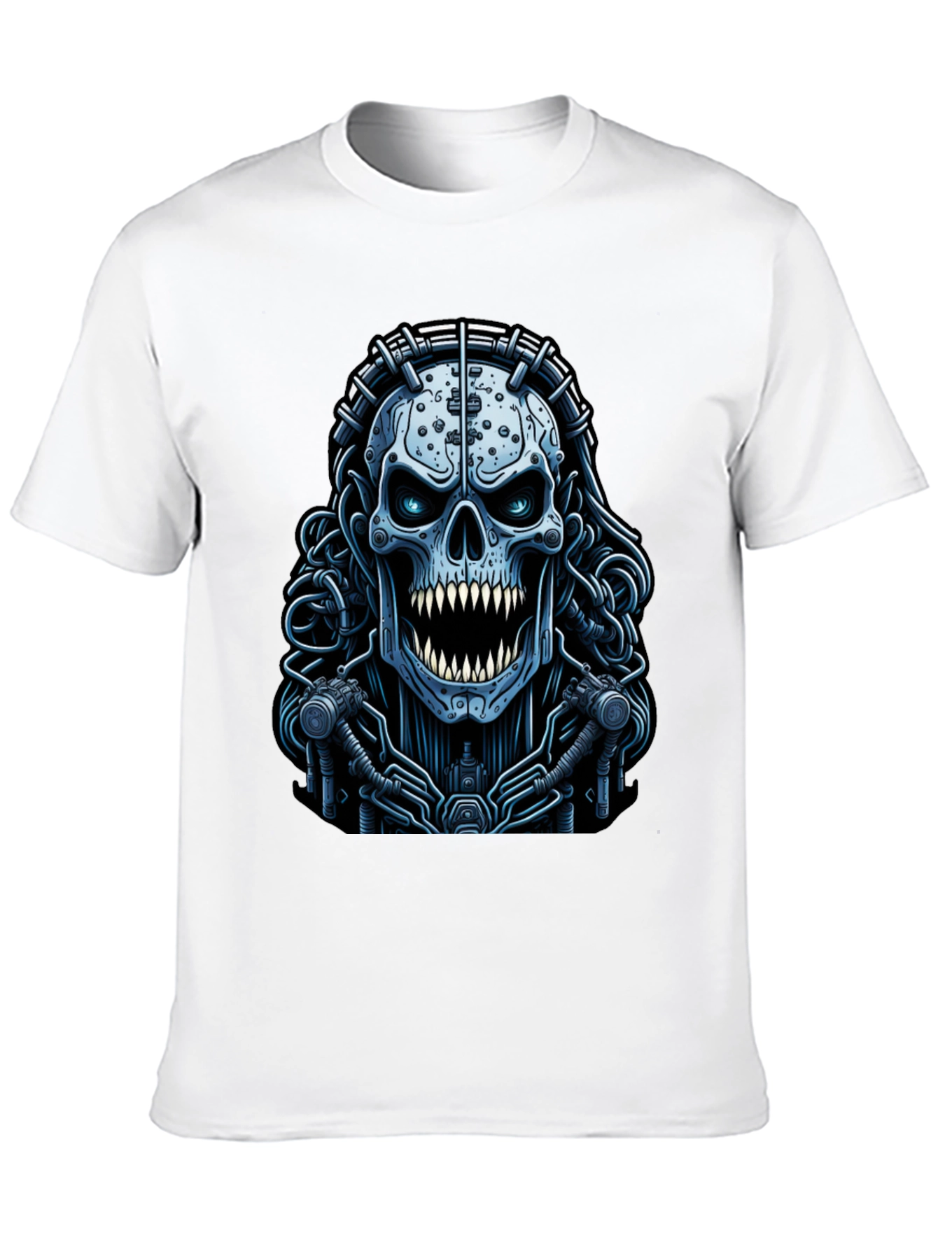 Black Cyberpunk Skull Graphic Tee - Unique Dark Apparel view 10