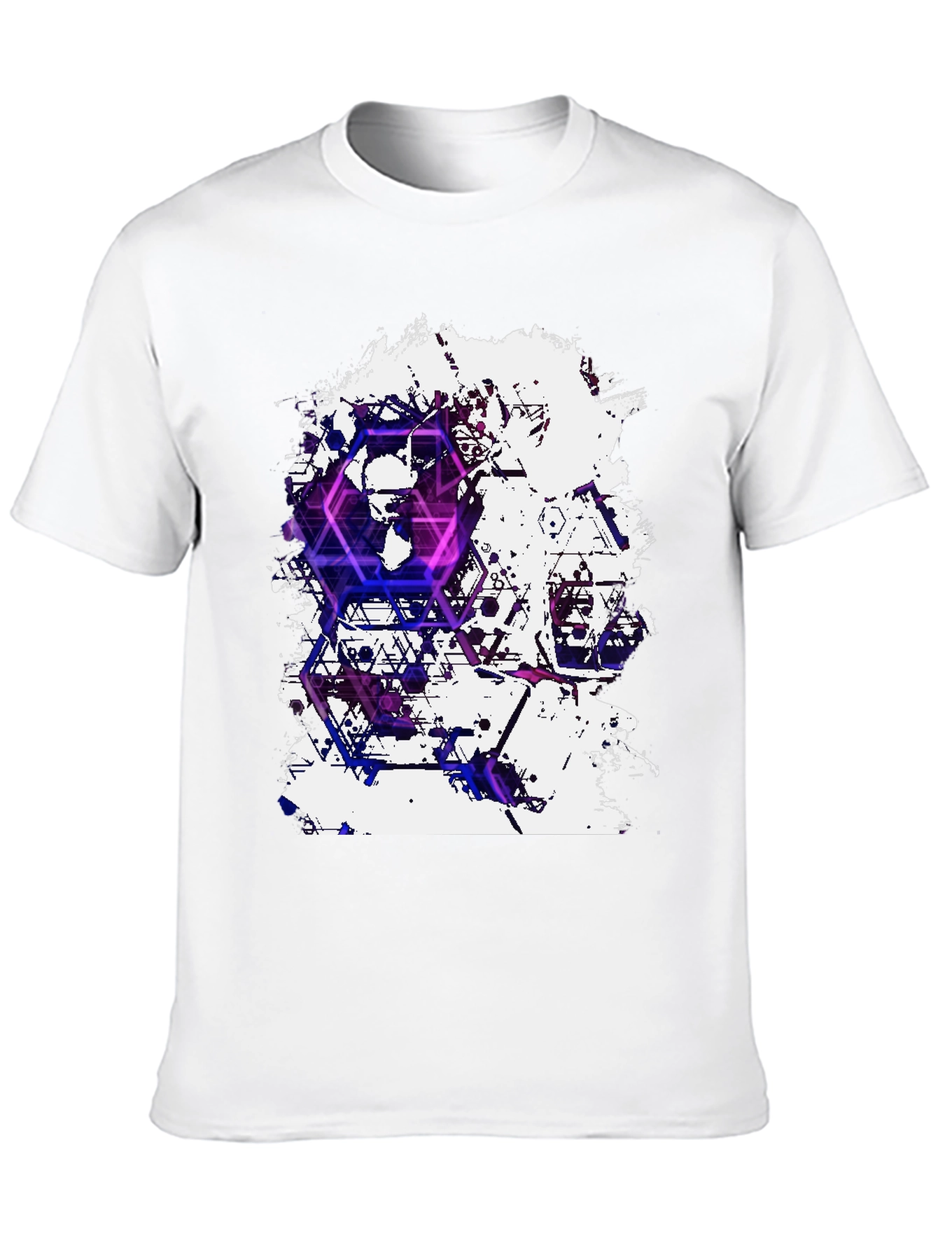 Black Geometric Skull T-Shirt - Artistic Graphic Tee view 10