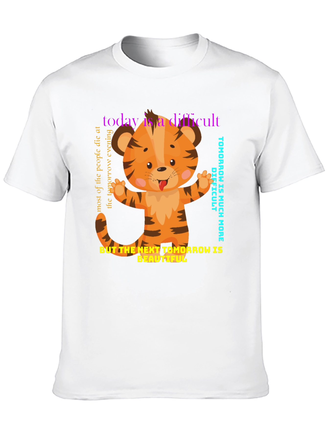 Black Cute Tiger Graphic Tee - Motivational Design view 10