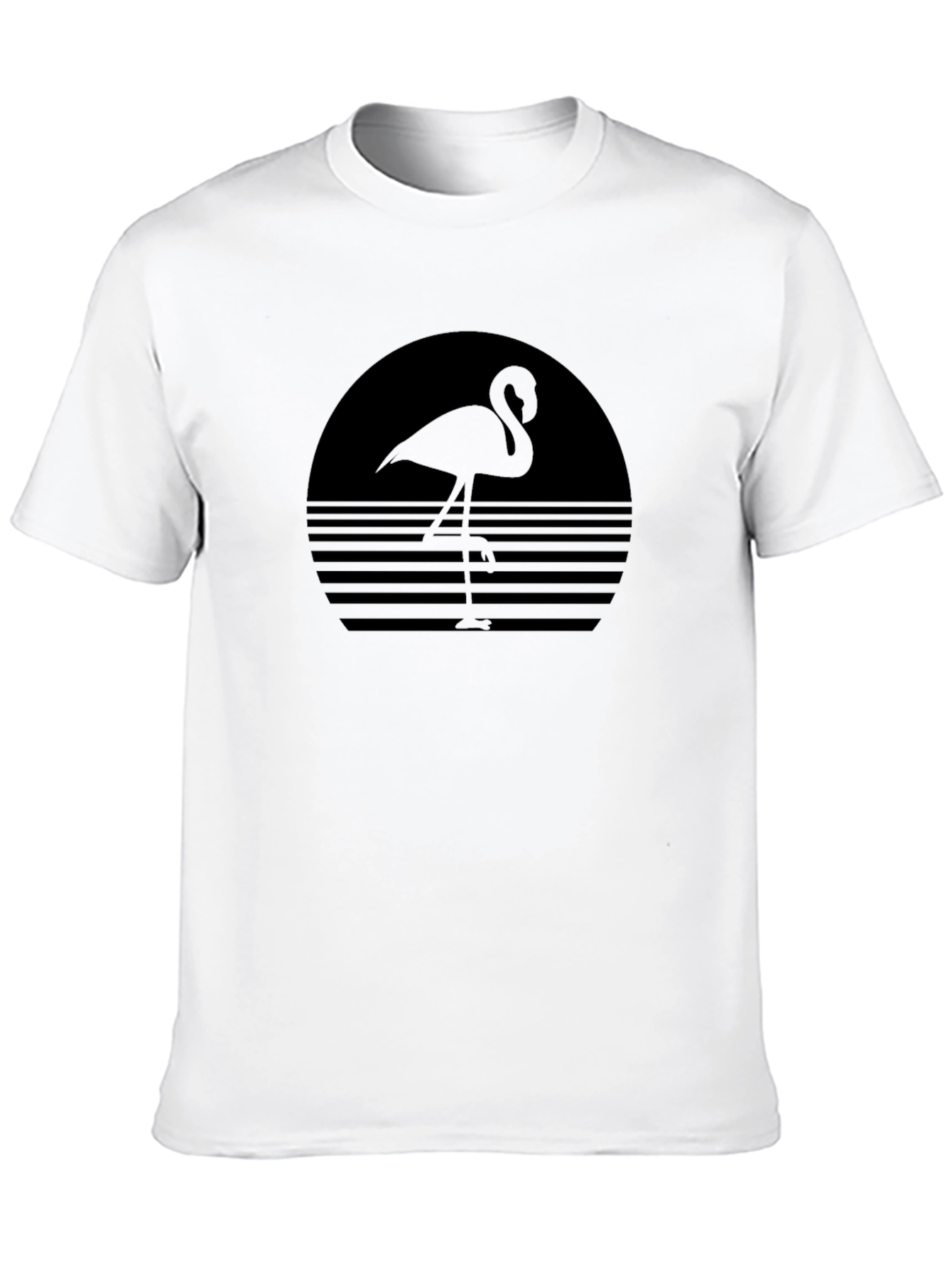Black Retro Flamingo Graphic Tee - Black Casual Shirt view 10