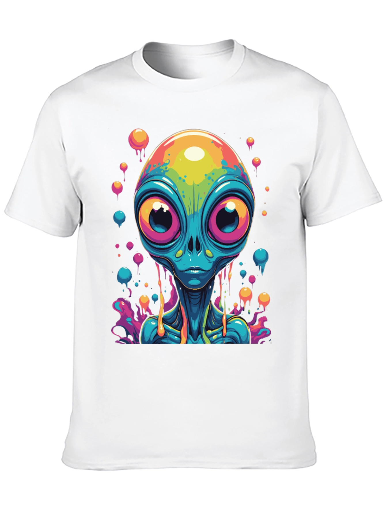 Black Psychedelic Alien Graphic Tee - Black Cotton T-Shirt view 10