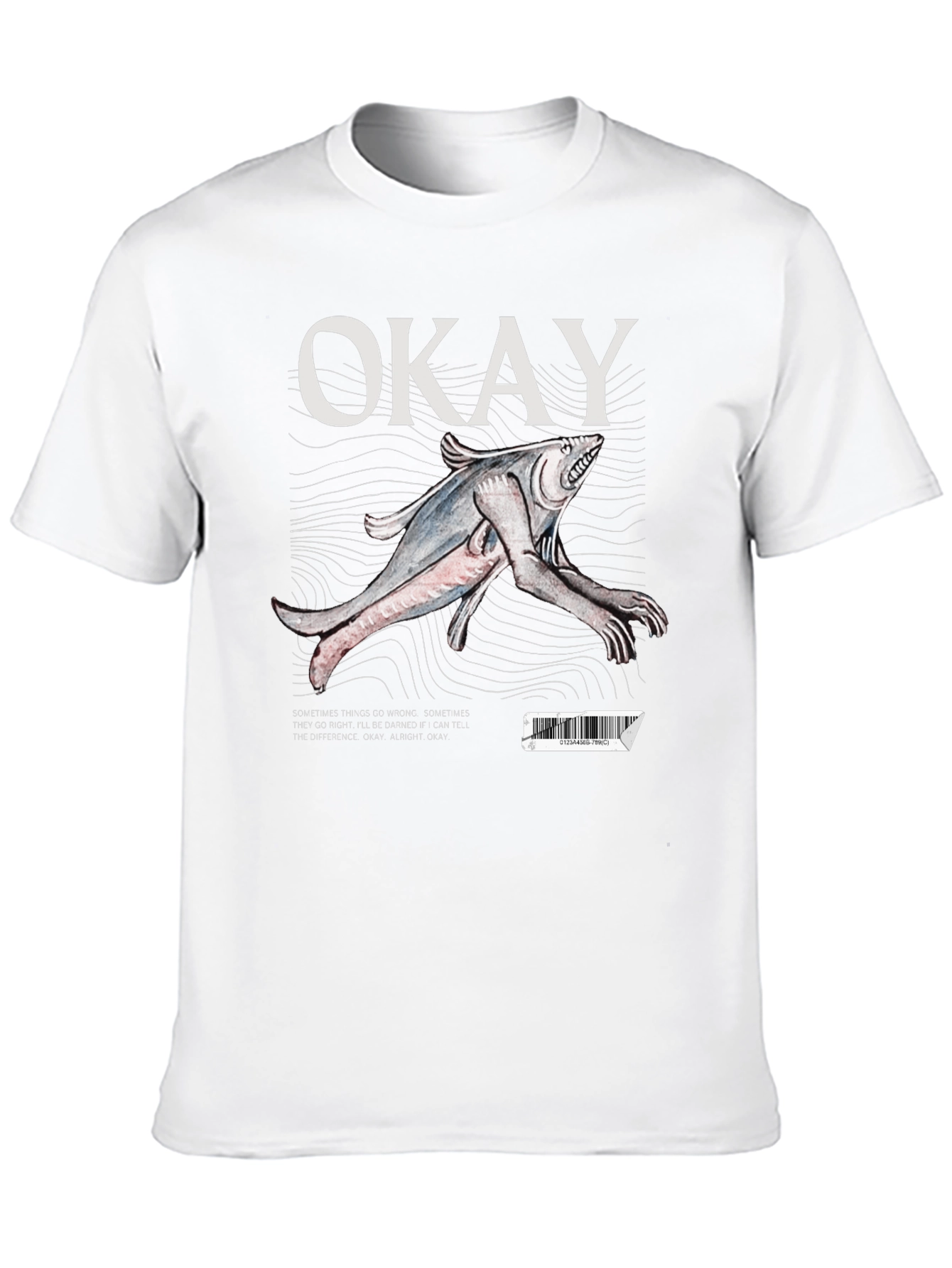 Black Okay Fish Creature Graphic T-Shirt view 10