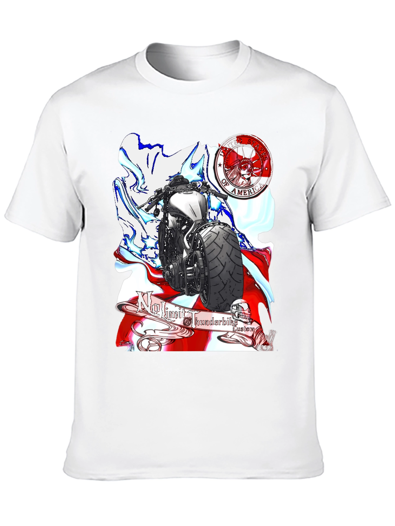 Black Motorcycle Graphic T-Shirt - Patriotic Design view 10