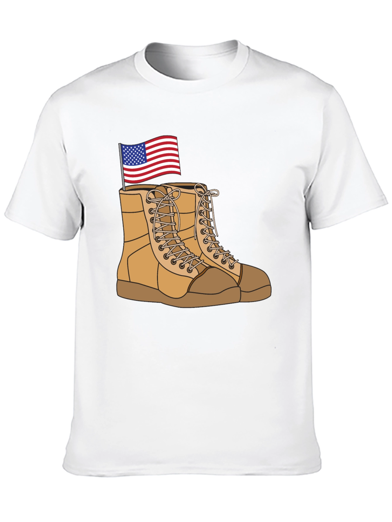 Black Graphic Tee with Boots and Flag Design view 10