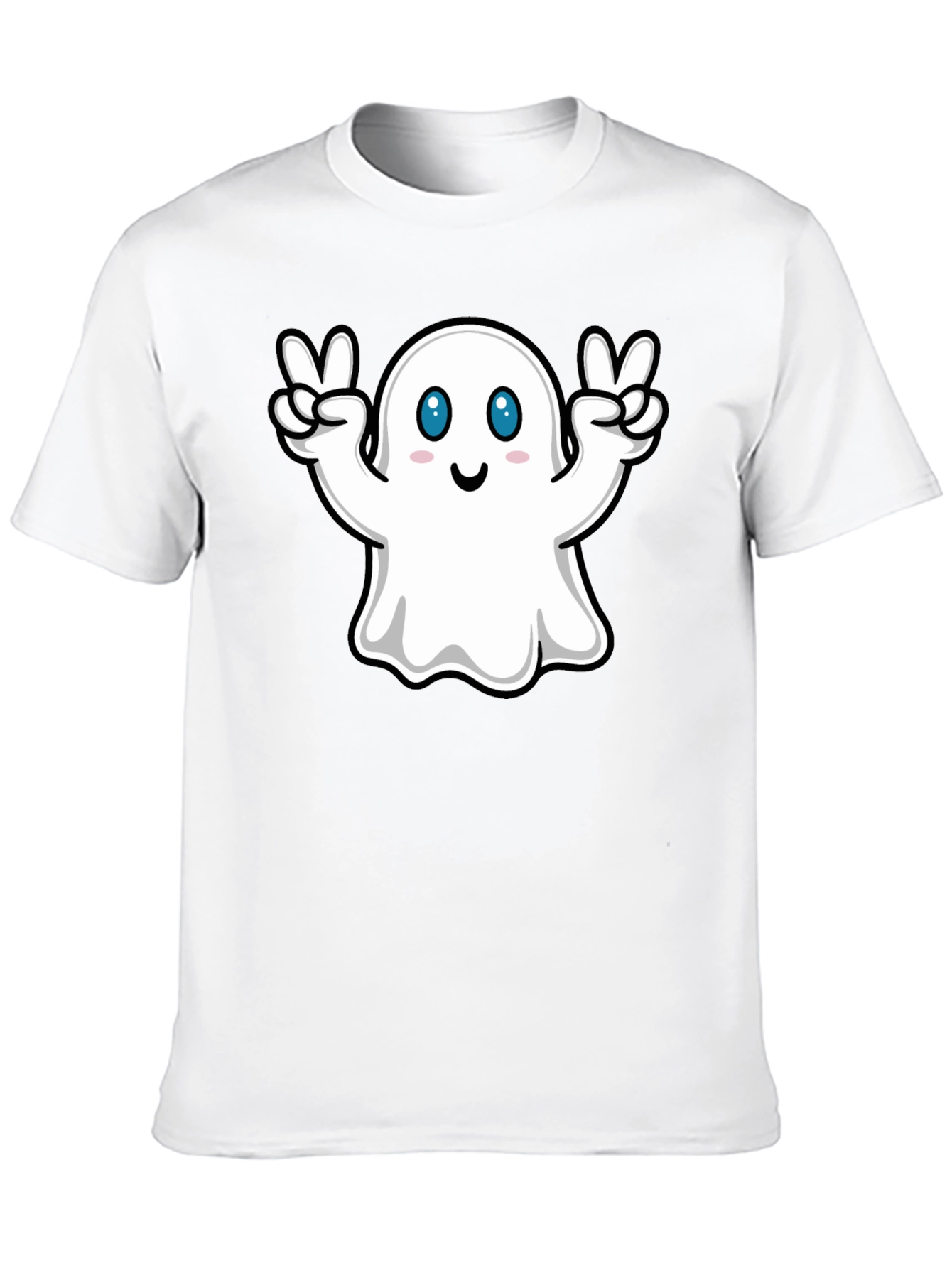 Black Cute Ghost Peace Sign Black T-Shirt view 10