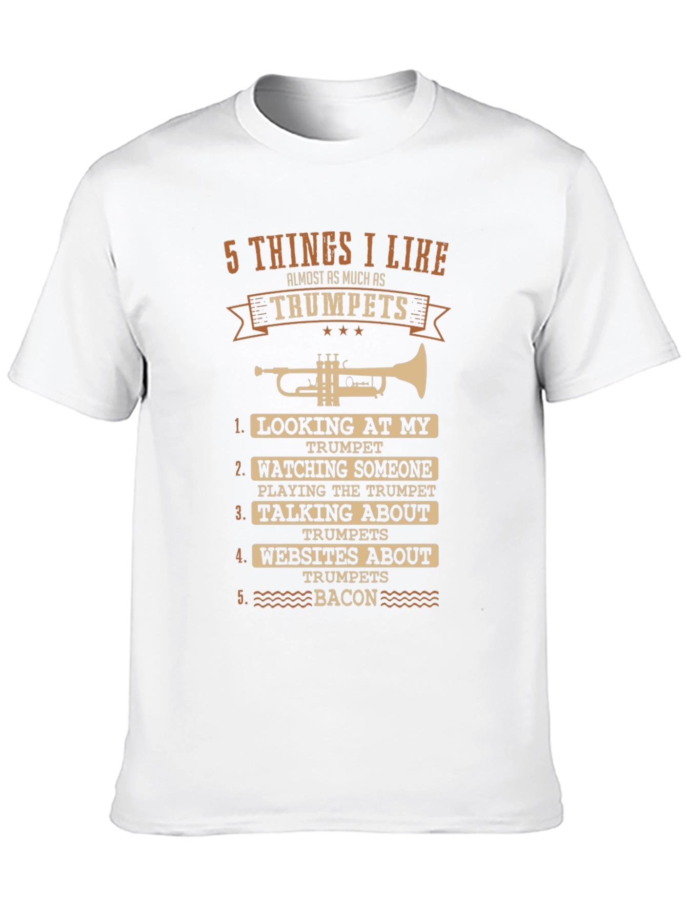 Black Trumpet Lover T-Shirt - 5 Things I Like, Music Gift view 10