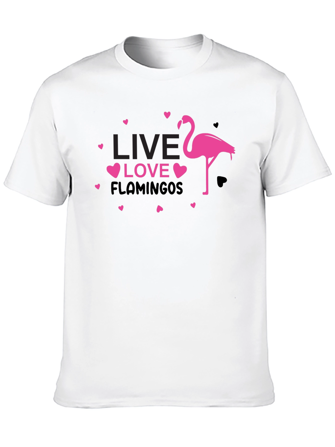 Black Live Love Flamingos Black T-Shirt view 10