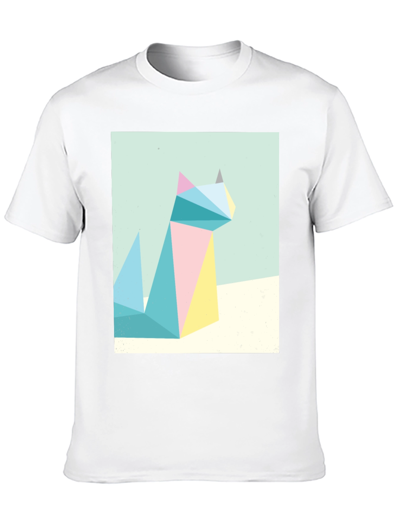 Black Geometric Cat Print Tee - Modern Art Shirt view 10