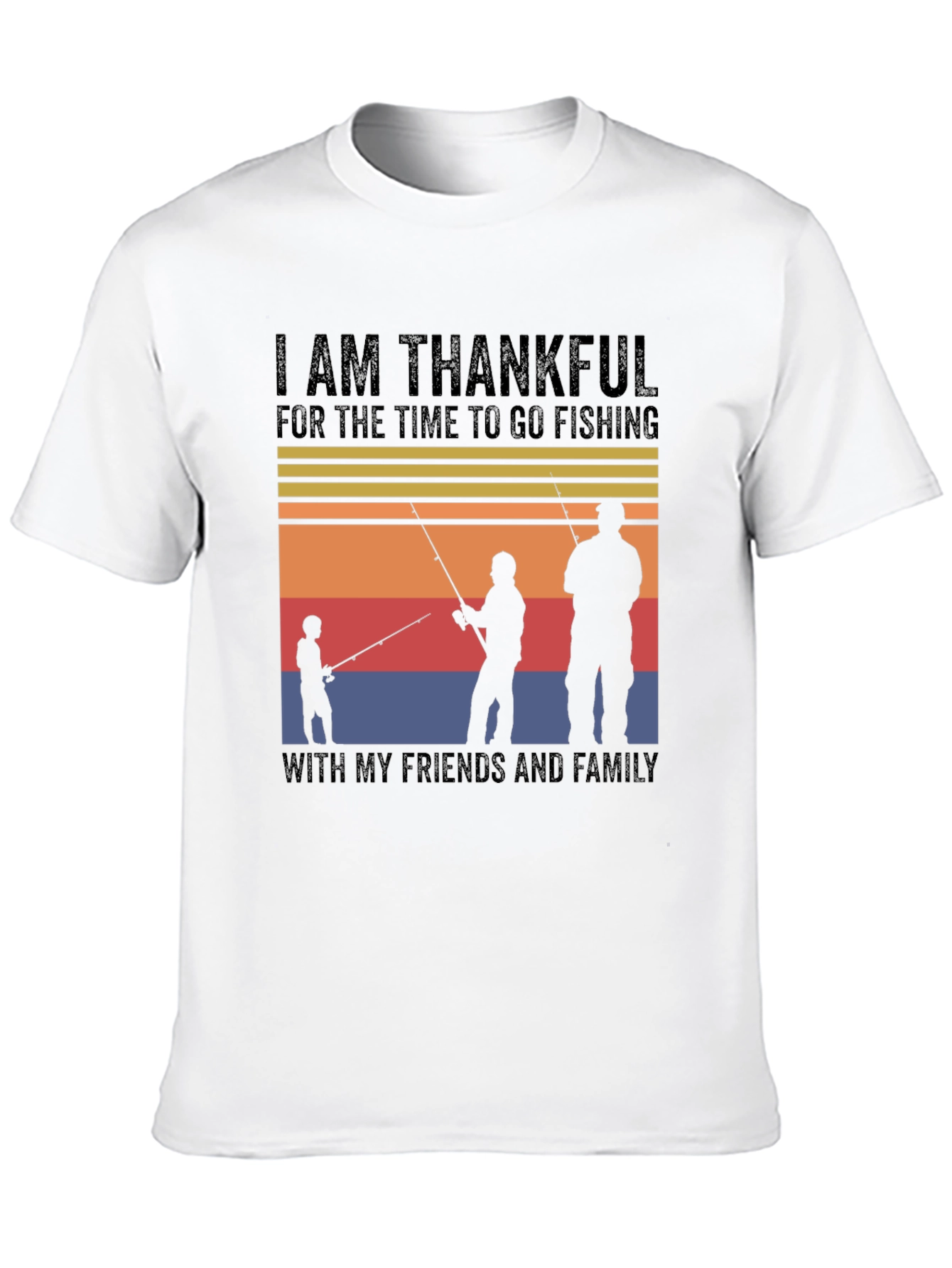 Black Thankful Fishing Friends Family T-Shirt view 10