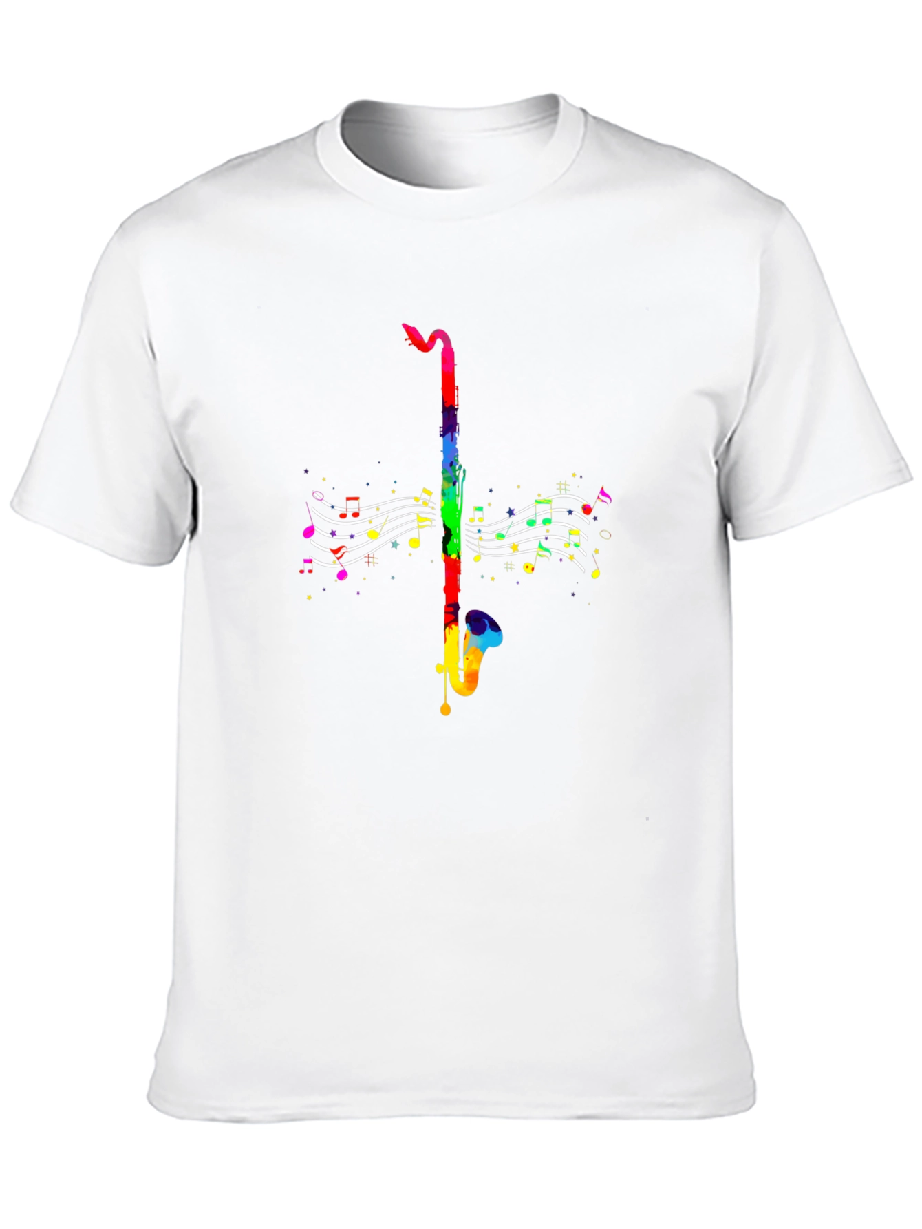 Black Rainbow Saxophone Music T-Shirt - Black Cotton Tee view 10