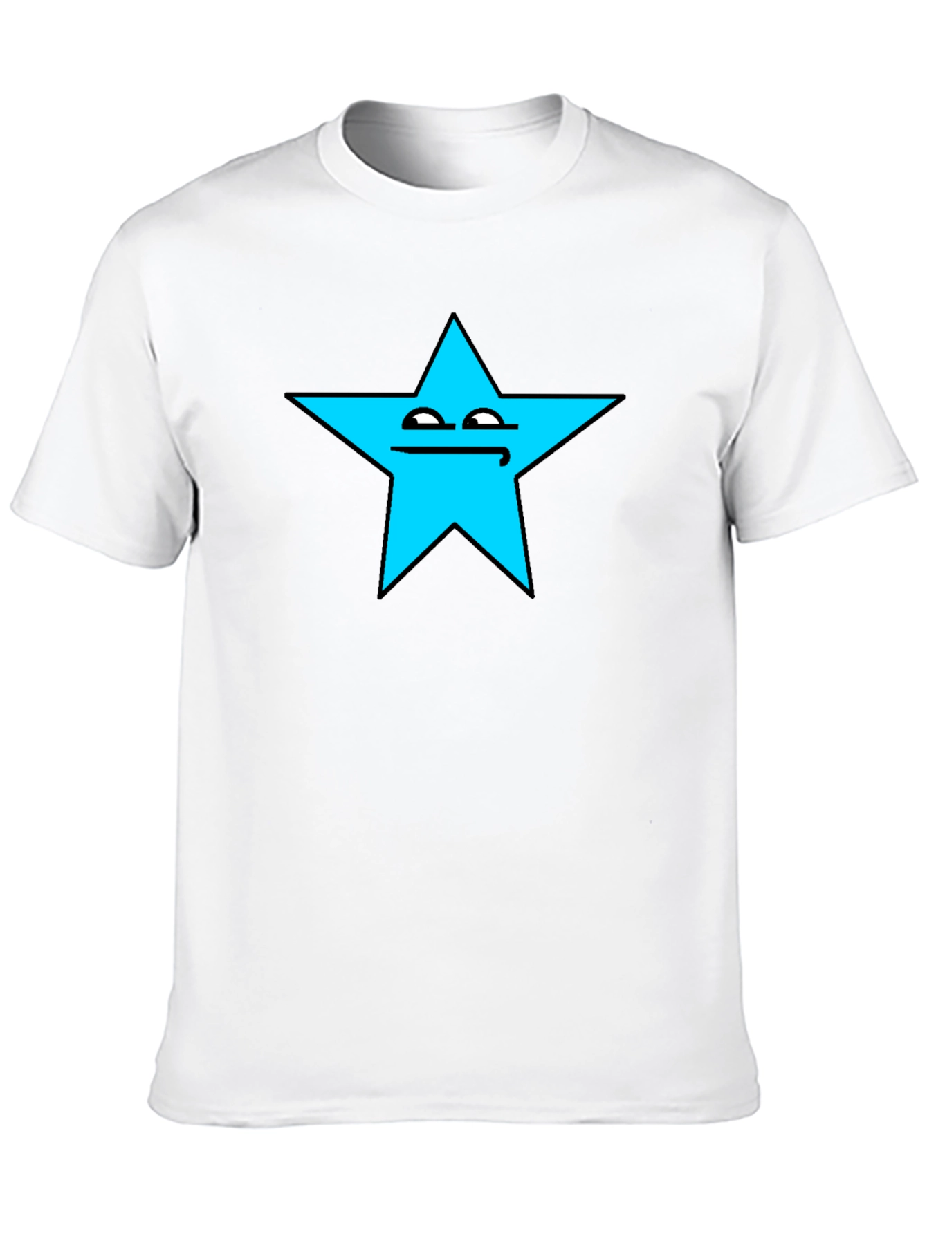 Black Funny Star Face Graphic T-Shirt - Black Cotton Tee view 10