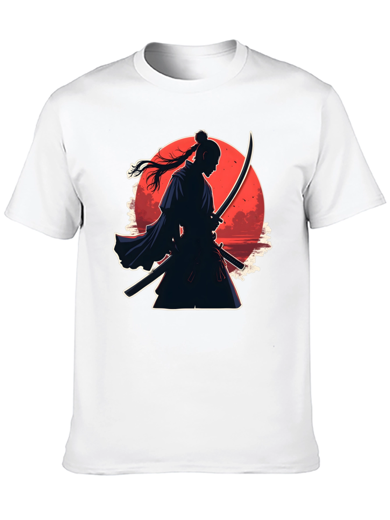 Black Samurai Moon Graphic Tee - Black Cotton Blend view 10