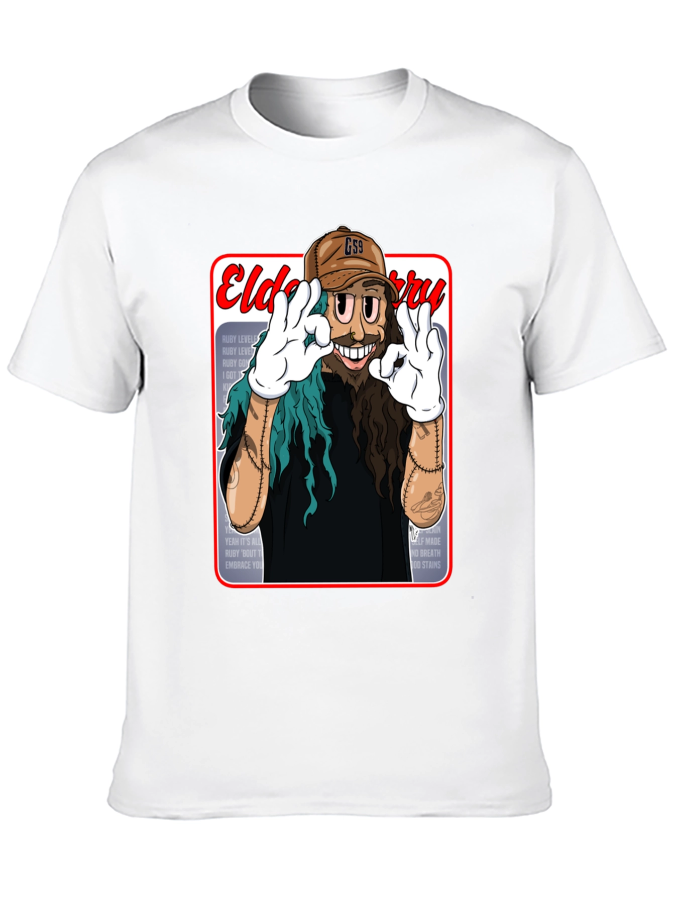 Black Eldo Berry Cartoon Style Black T-Shirt view 10
