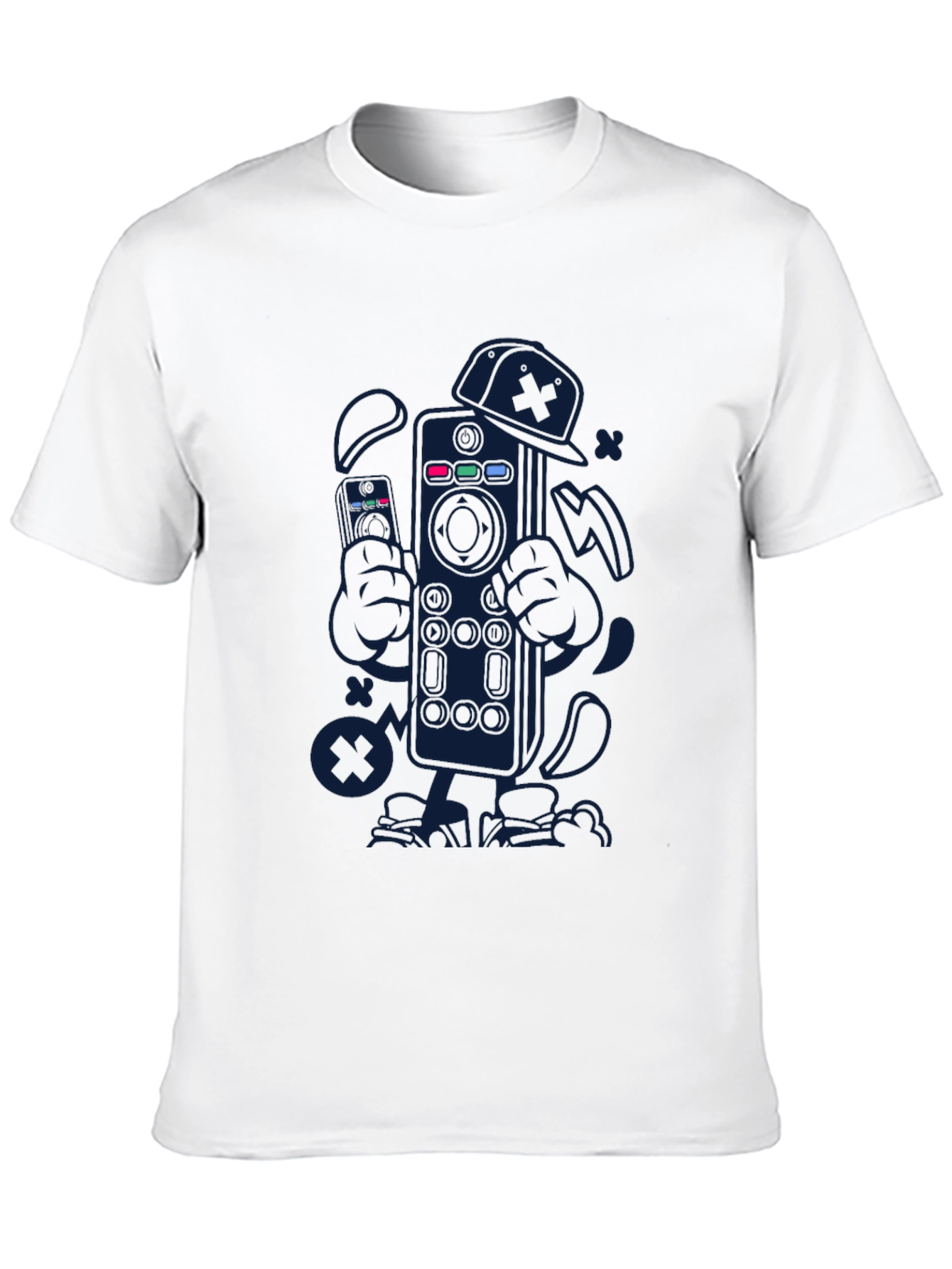 Black Remote Control Cartoon Graphic Tee view 10