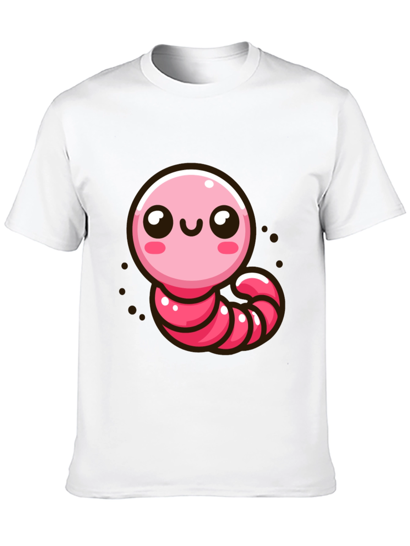 Black Cute Pink Worm Graphic T-Shirt view 10