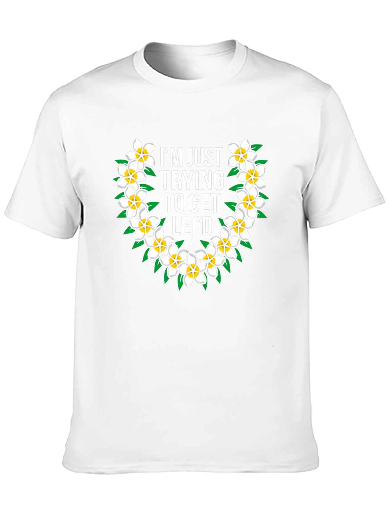 Black Funny Hawaiian Flower Lei T-Shirt - Get Lei'd view 10