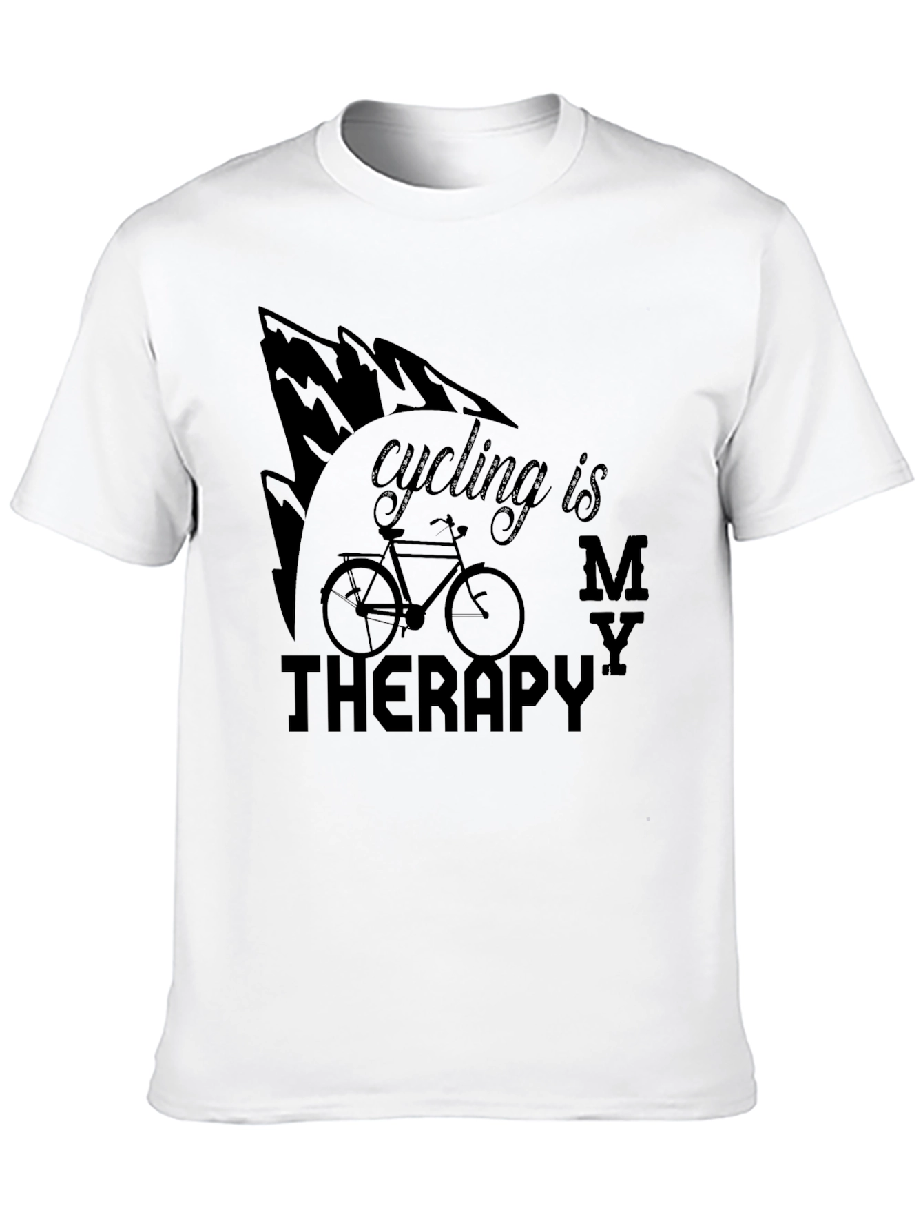 Black Cycling Is My Therapy T-Shirt view 10