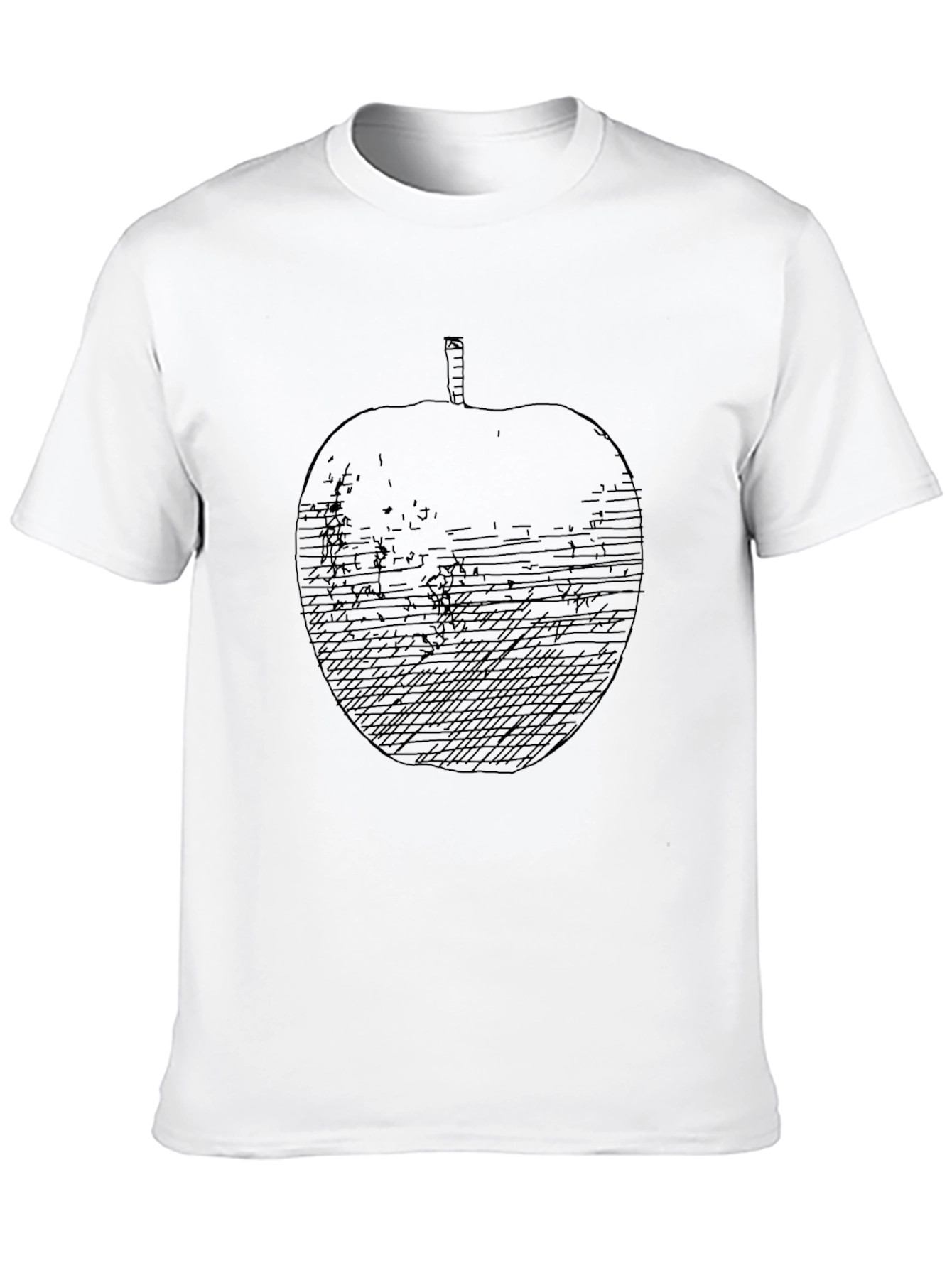 Black Apple Sketch Men's Black T-Shirt view 10
