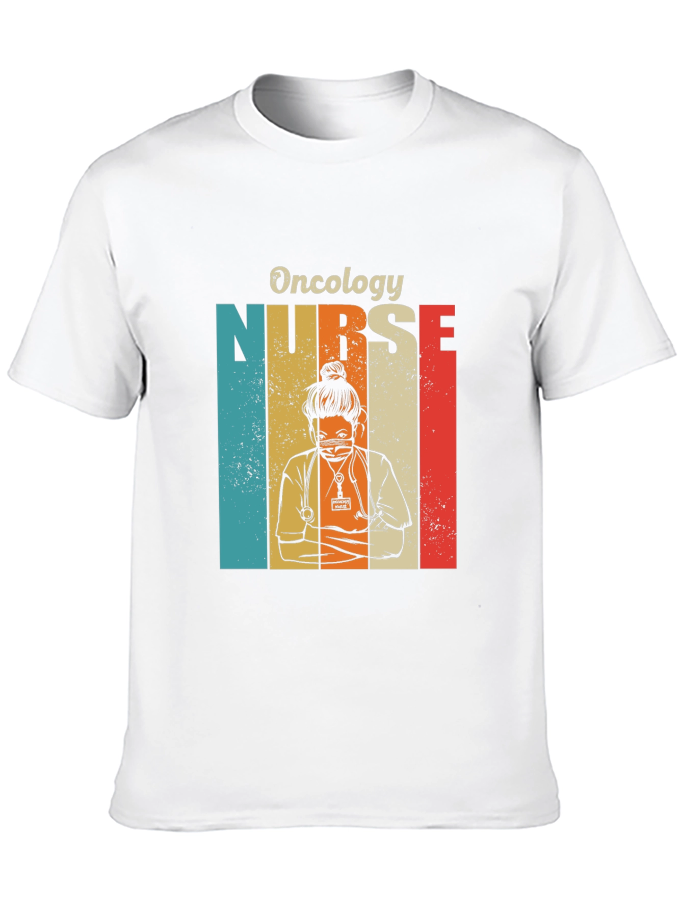 Black Oncology Nurse Retro T-Shirt view 10